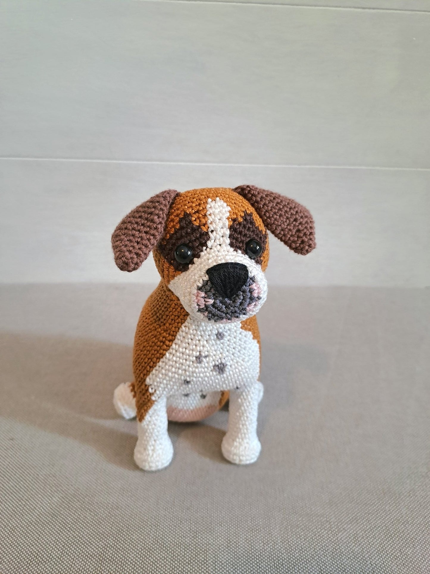 Boxer Pet Plush Crochet Kit - Complete Amigurumi DIY Set - Crochet on a tree