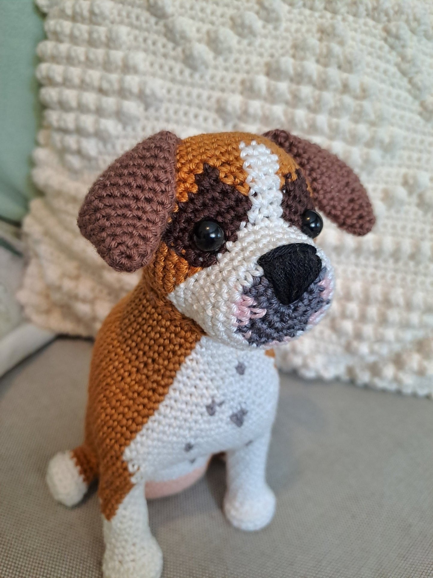 Boxer Pet Plush Crochet Kit - Complete Amigurumi DIY Set - Crochet on a tree