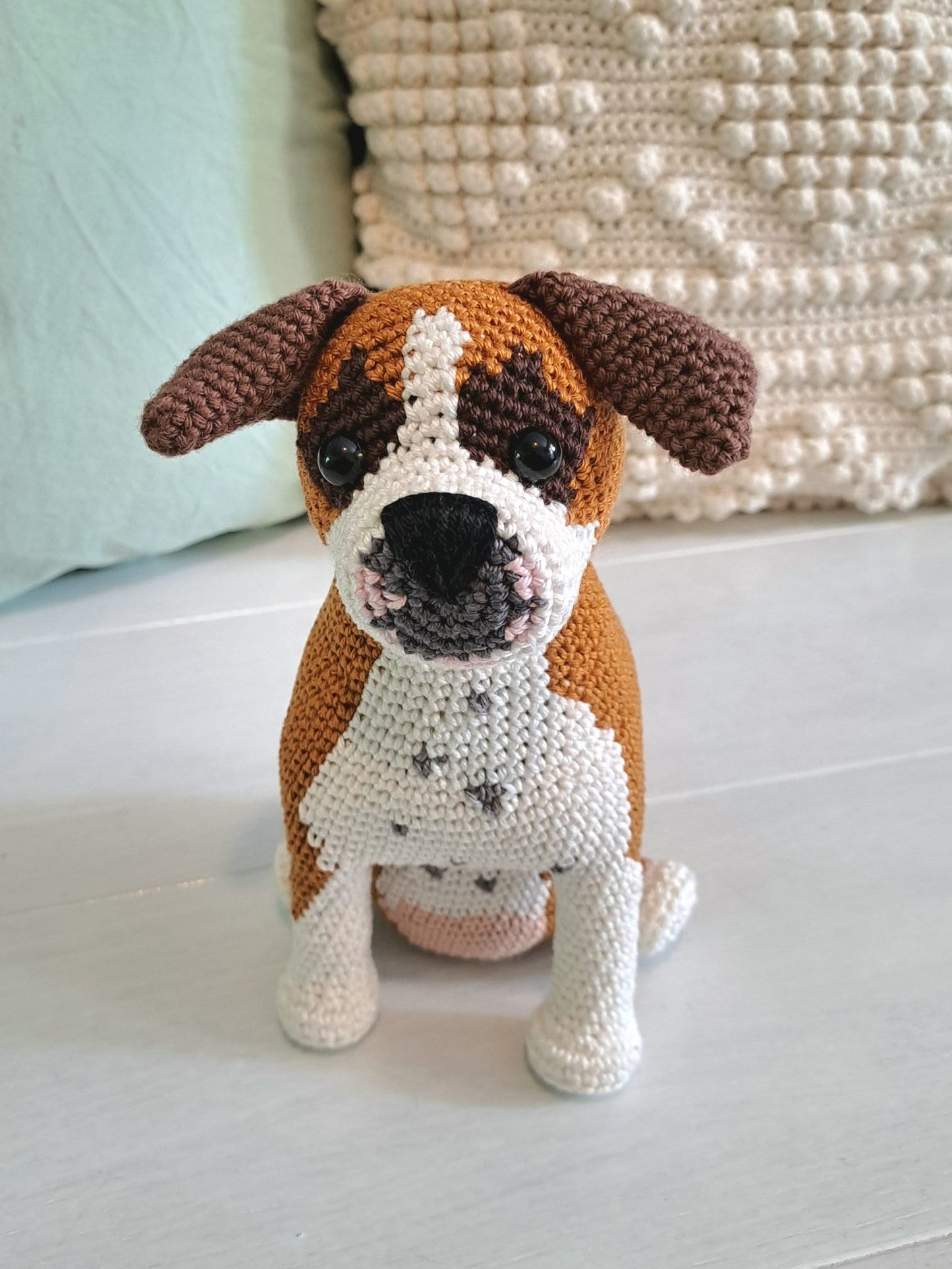 Boxer Pet Plush Crochet Kit - Complete Amigurumi DIY Set - Crochet on a tree