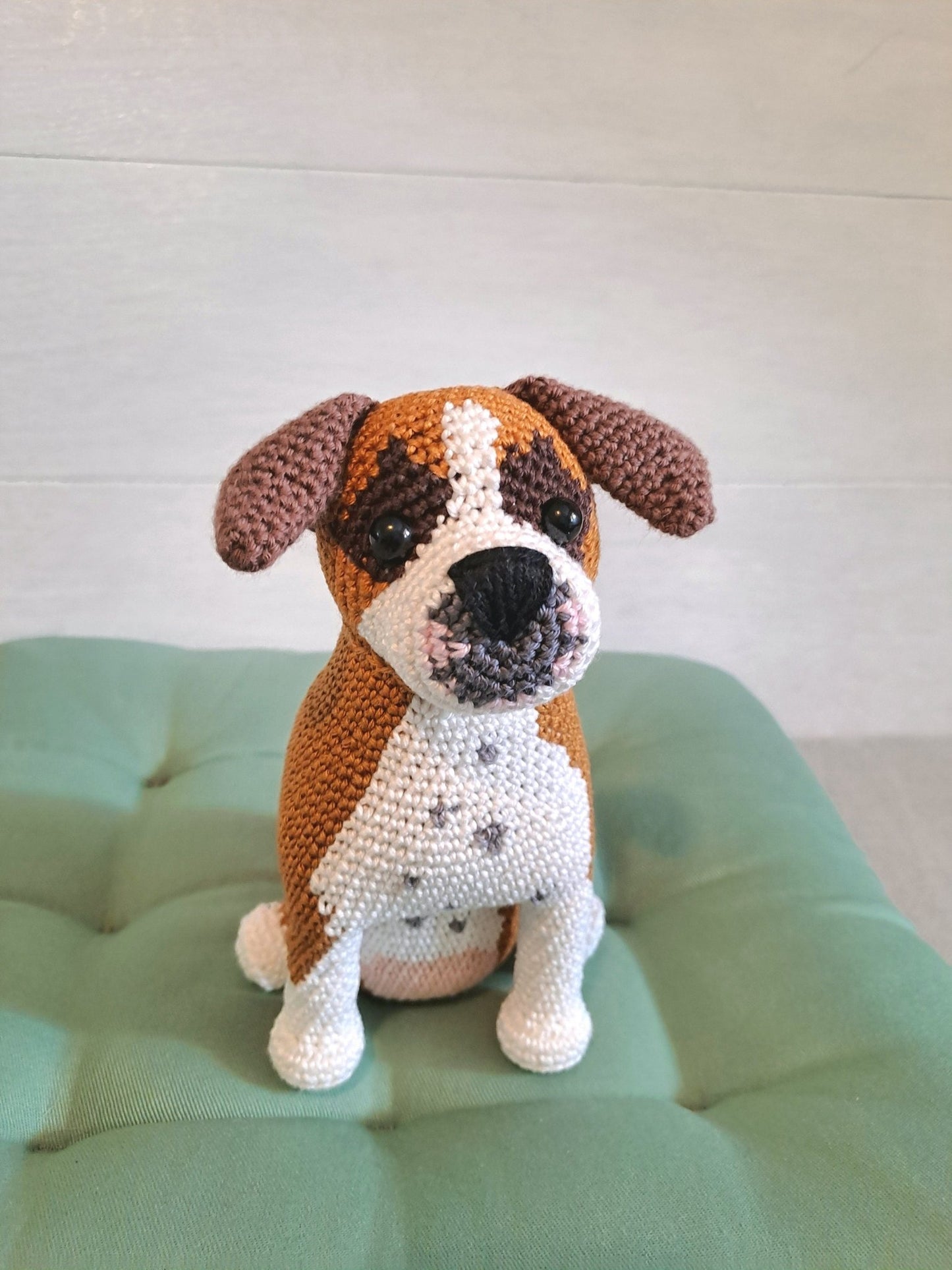 Boxer Pet Plush Crochet Kit - Complete Amigurumi DIY Set - Crochet on a tree