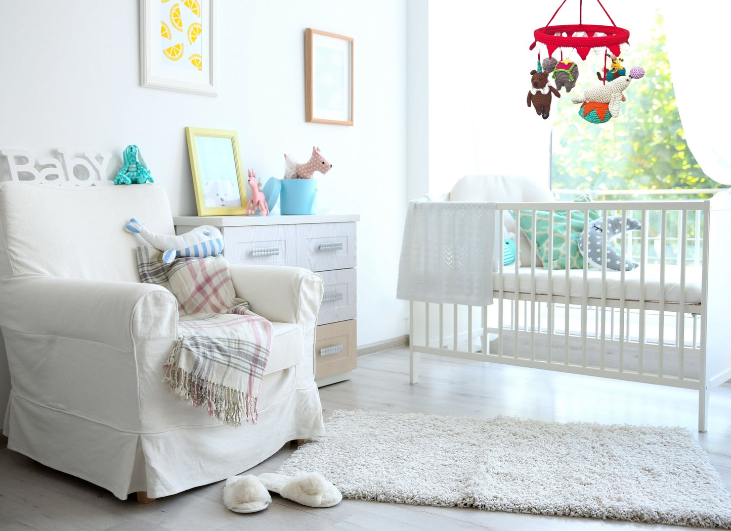 Circus baby mobile nursery decor - Crochet on a tree