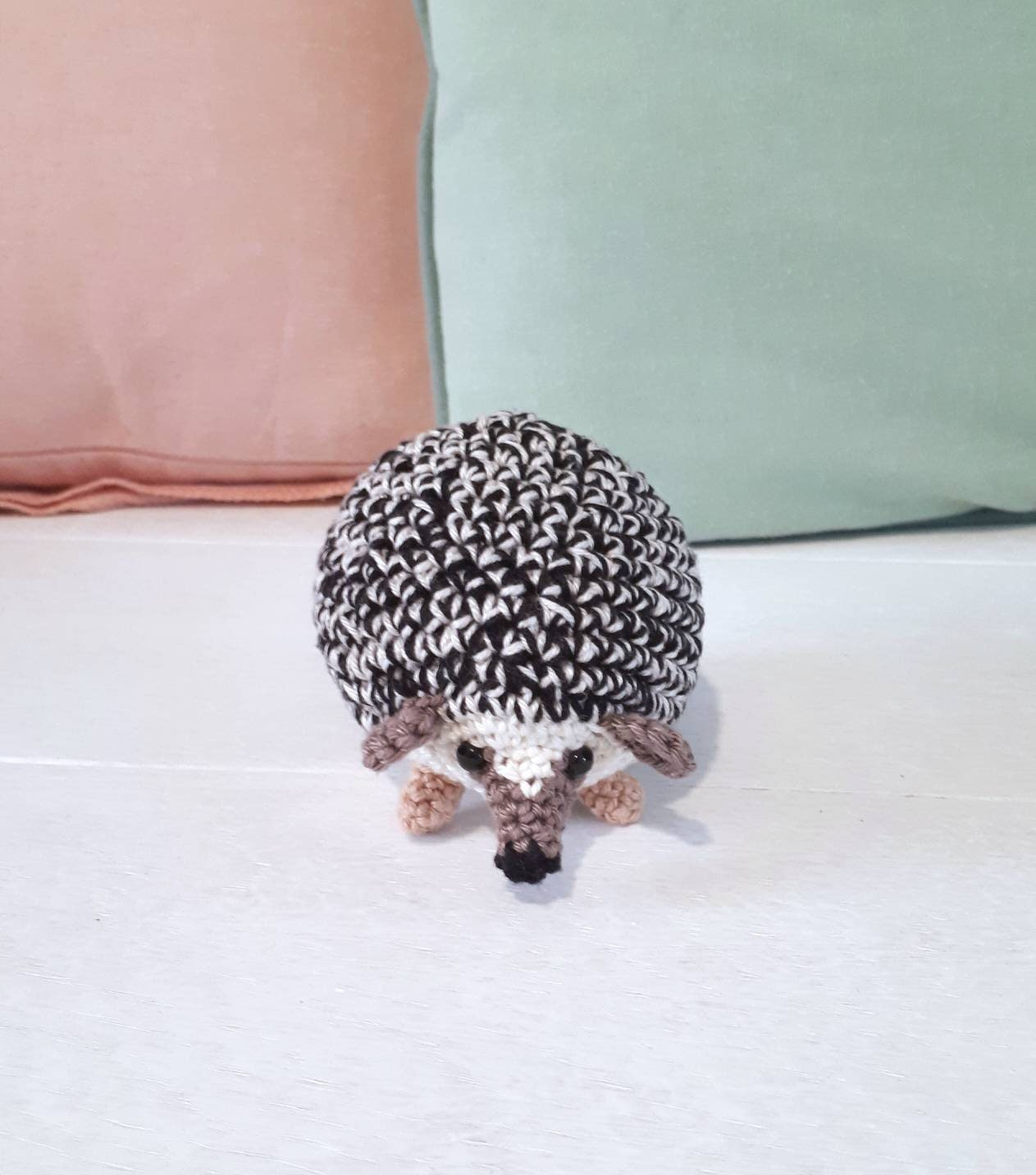 Crochet hedgehog stuffed animal plush toy - Crochet on a tree