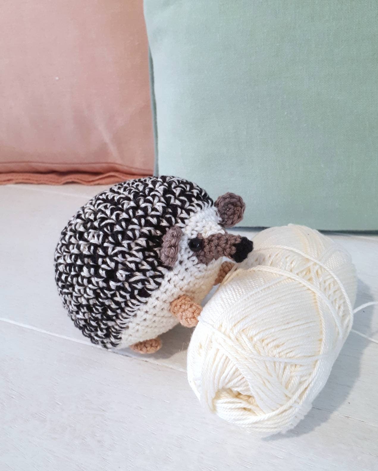 Crochet hedgehog stuffed animal plush toy - Crochet on a tree