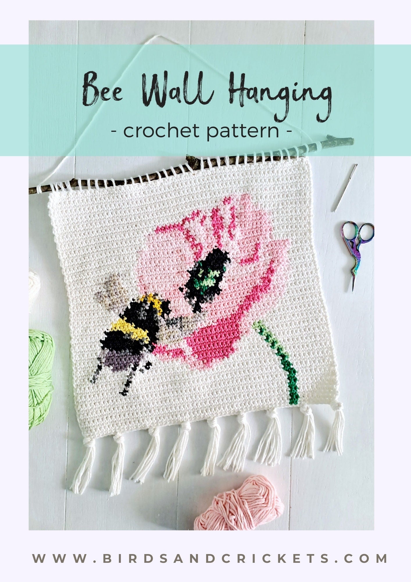 Crochet Pattern, Bee On A Flower Wall Hanging - Crochet on a tree