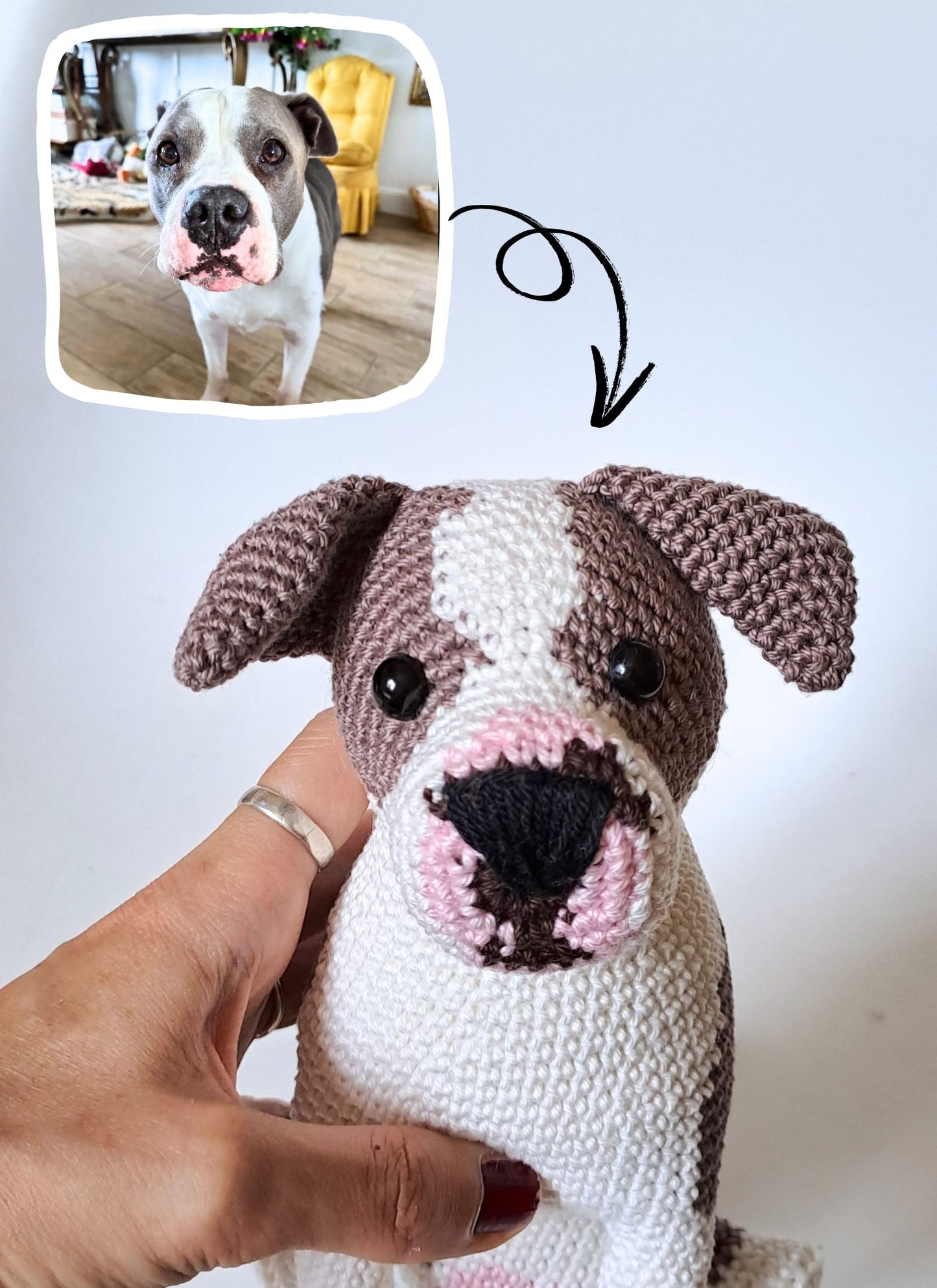Custom pet plush, handmade personalized pet replica - Crochet on a tree