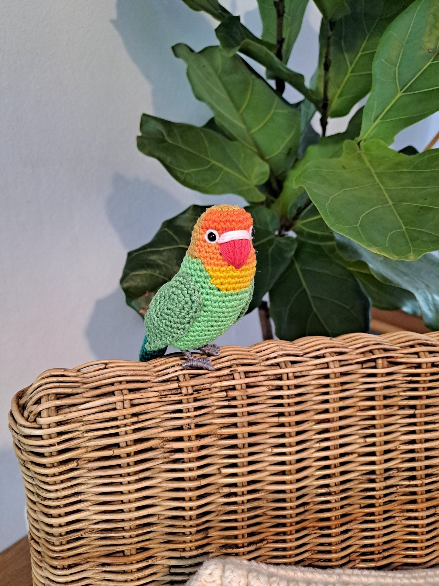 Fischer's Lovebird Plush Crochet Kit - Complete Amigurumi DIY Set - Crochet on a tree