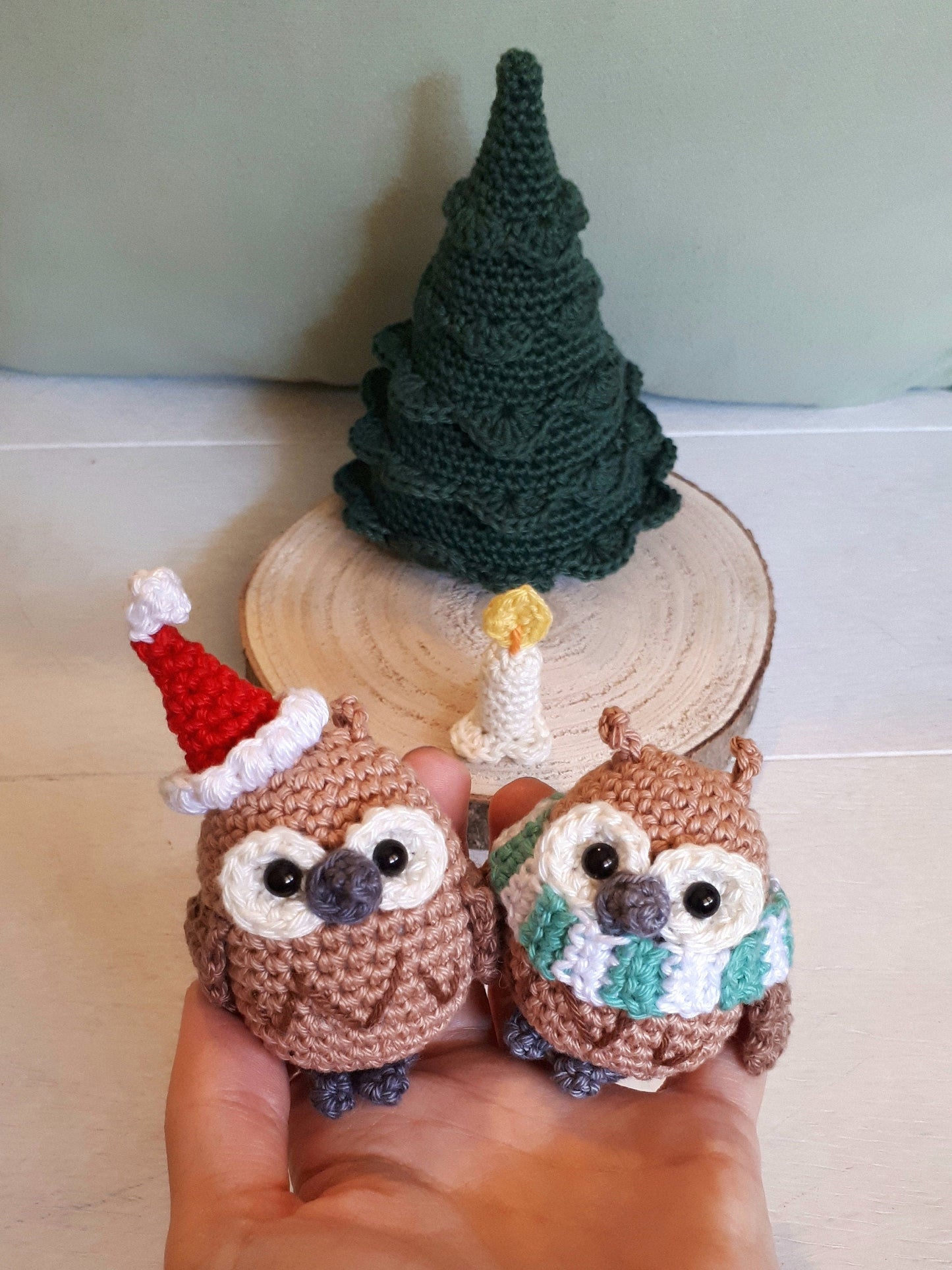 Christmas owls Holiday table decoration
