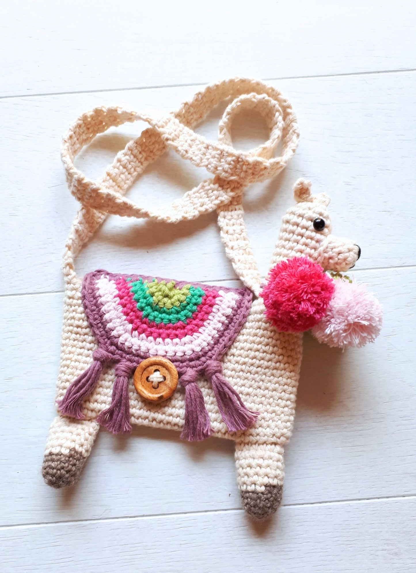 Llama purse, toddler girl purse with stuffed llama plush - Crochet on a tree