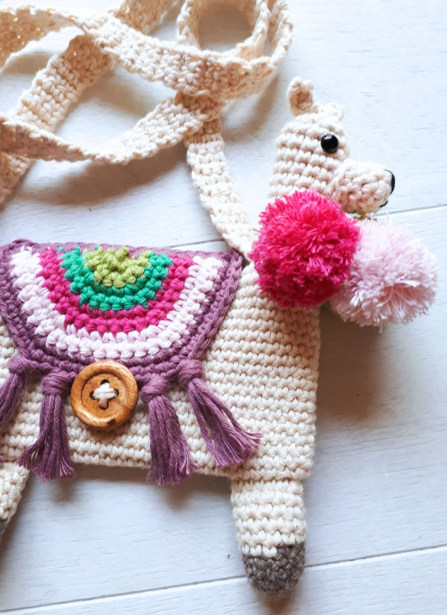 Llama purse, toddler girl purse with stuffed llama plush - Crochet on a tree