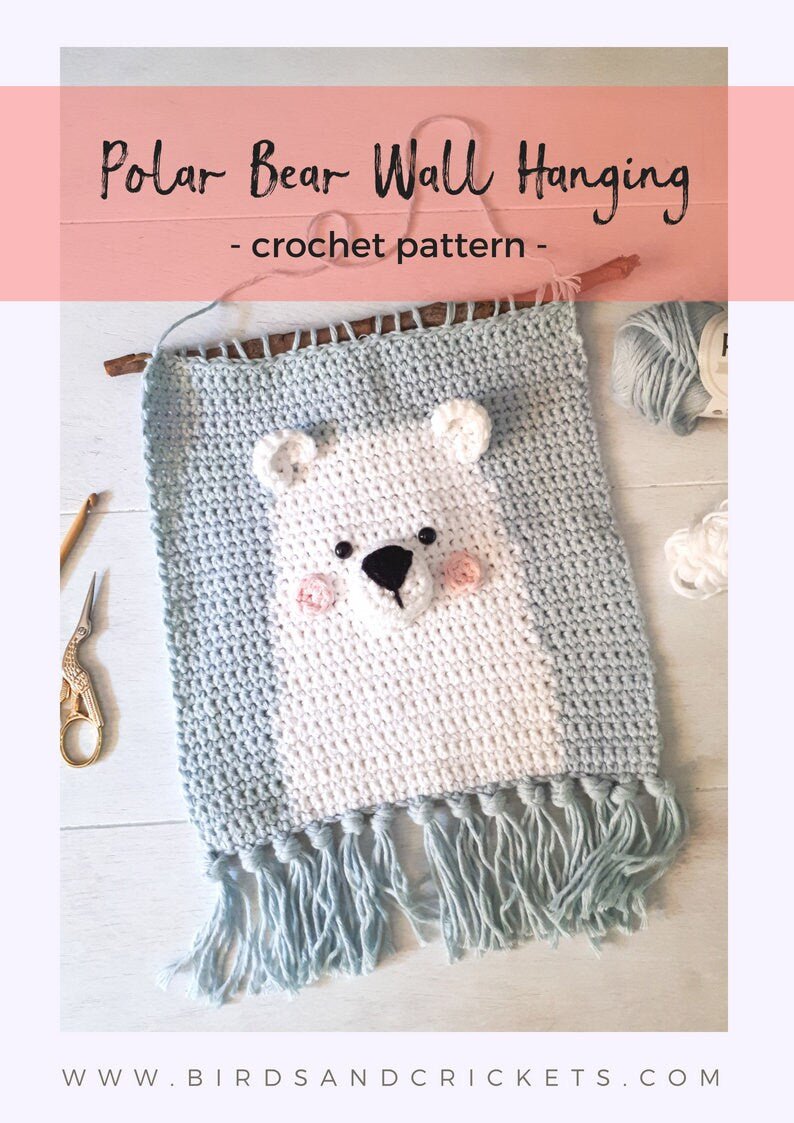 Polar bear nursery wall decor crochet pattern - Crochet on a tree