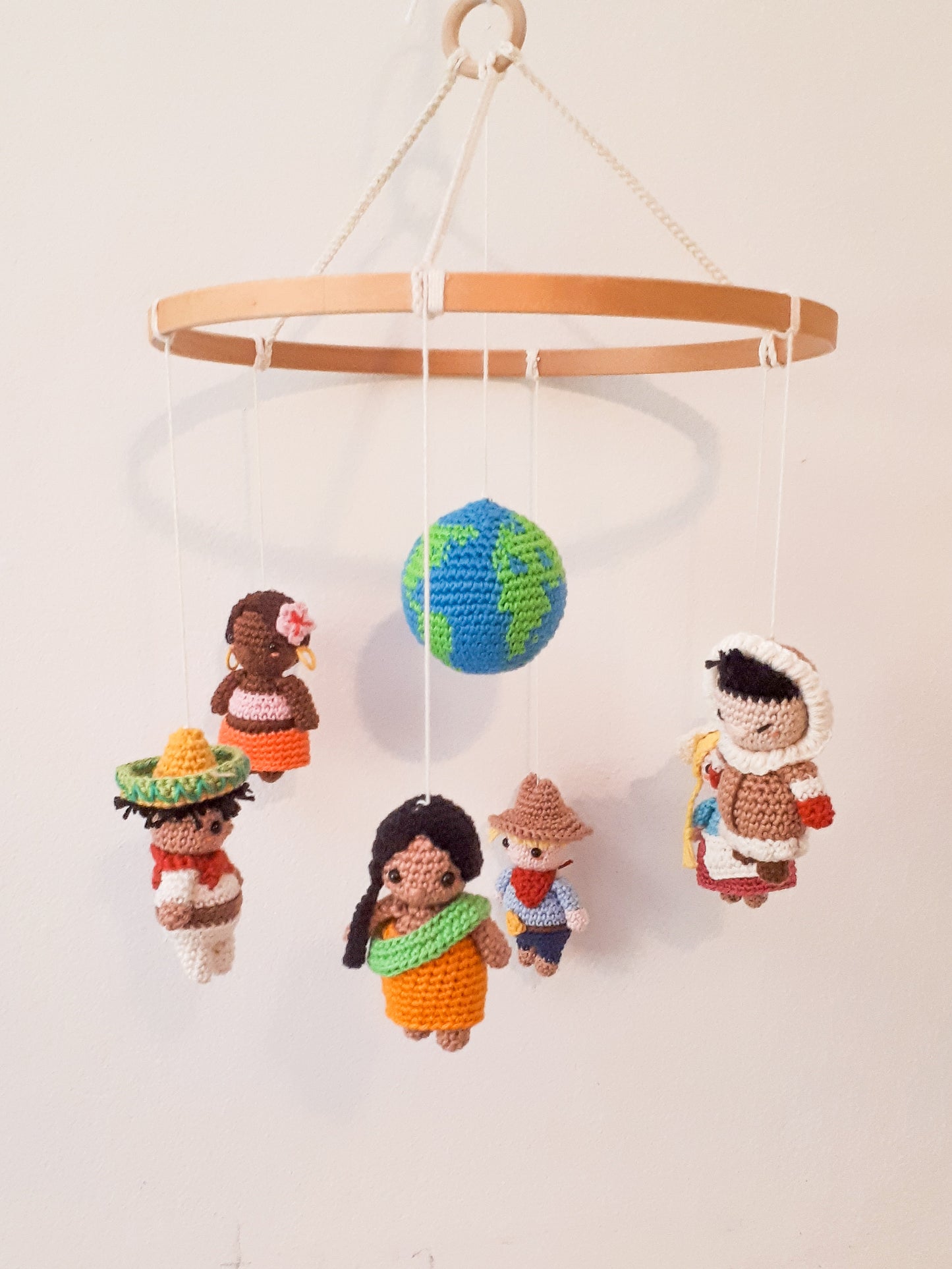 Multicultural baby mobile, it's a small world mobile