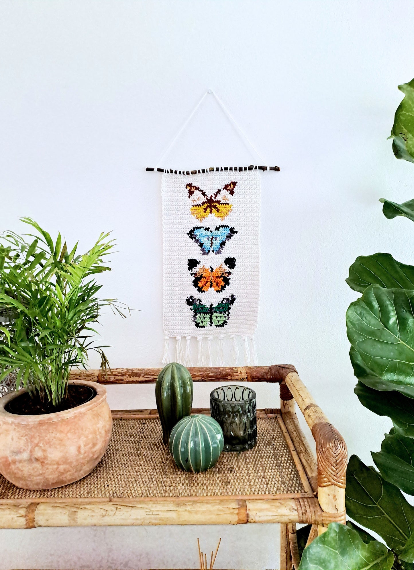 Vintage Butterflies Tapestry Wall Hanging Crochet Kit - Complete Crochet DIY Set with supplies