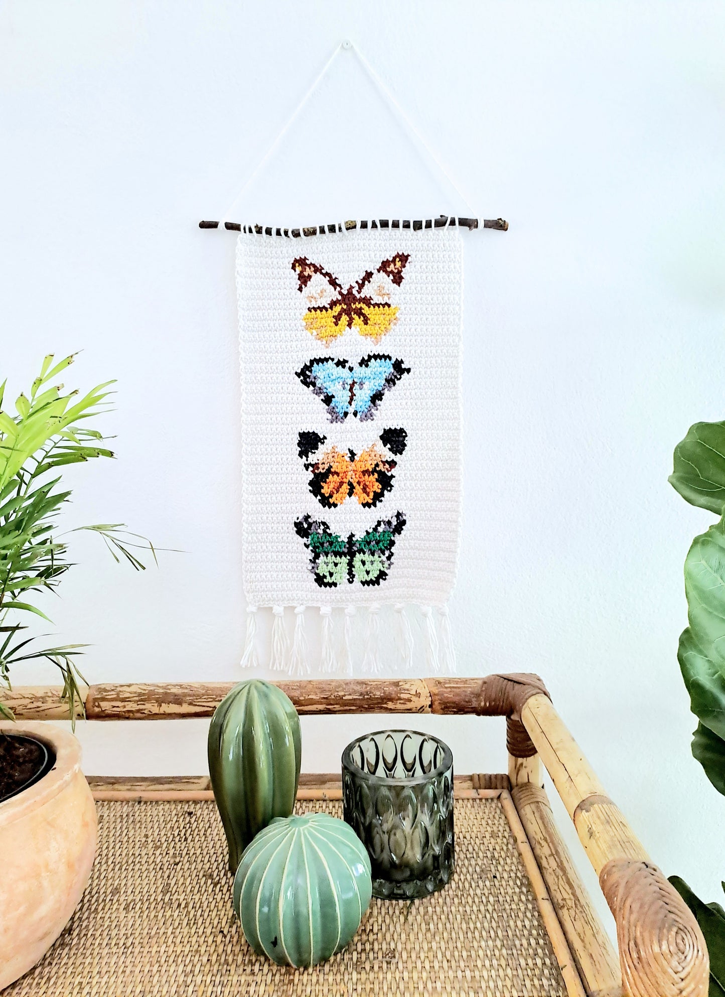 Vintage Butterflies Tapestry Wall Hanging Crochet Kit - Complete Crochet DIY Set with supplies