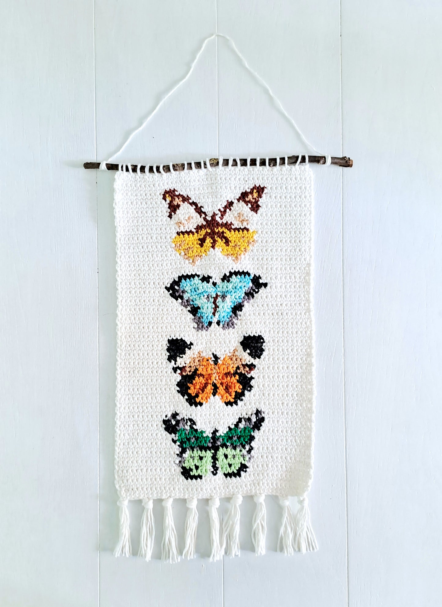 Vintage Butterflies Tapestry Wall Hanging Crochet Kit - Complete Crochet DIY Set with supplies