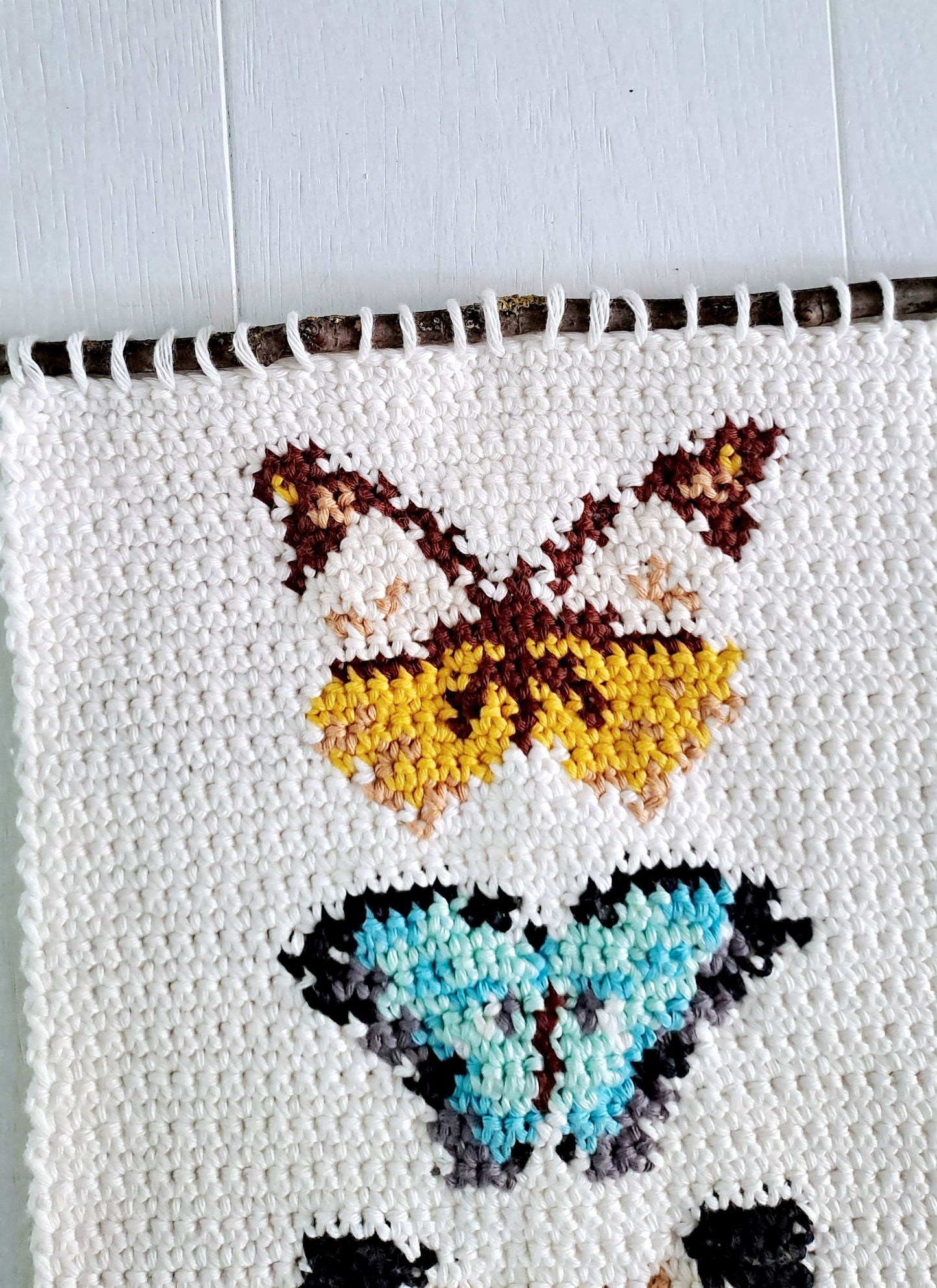 Vintage Butterflies Tapestry Wall Hanging Crochet Kit - Complete Crochet DIY Set with supplies