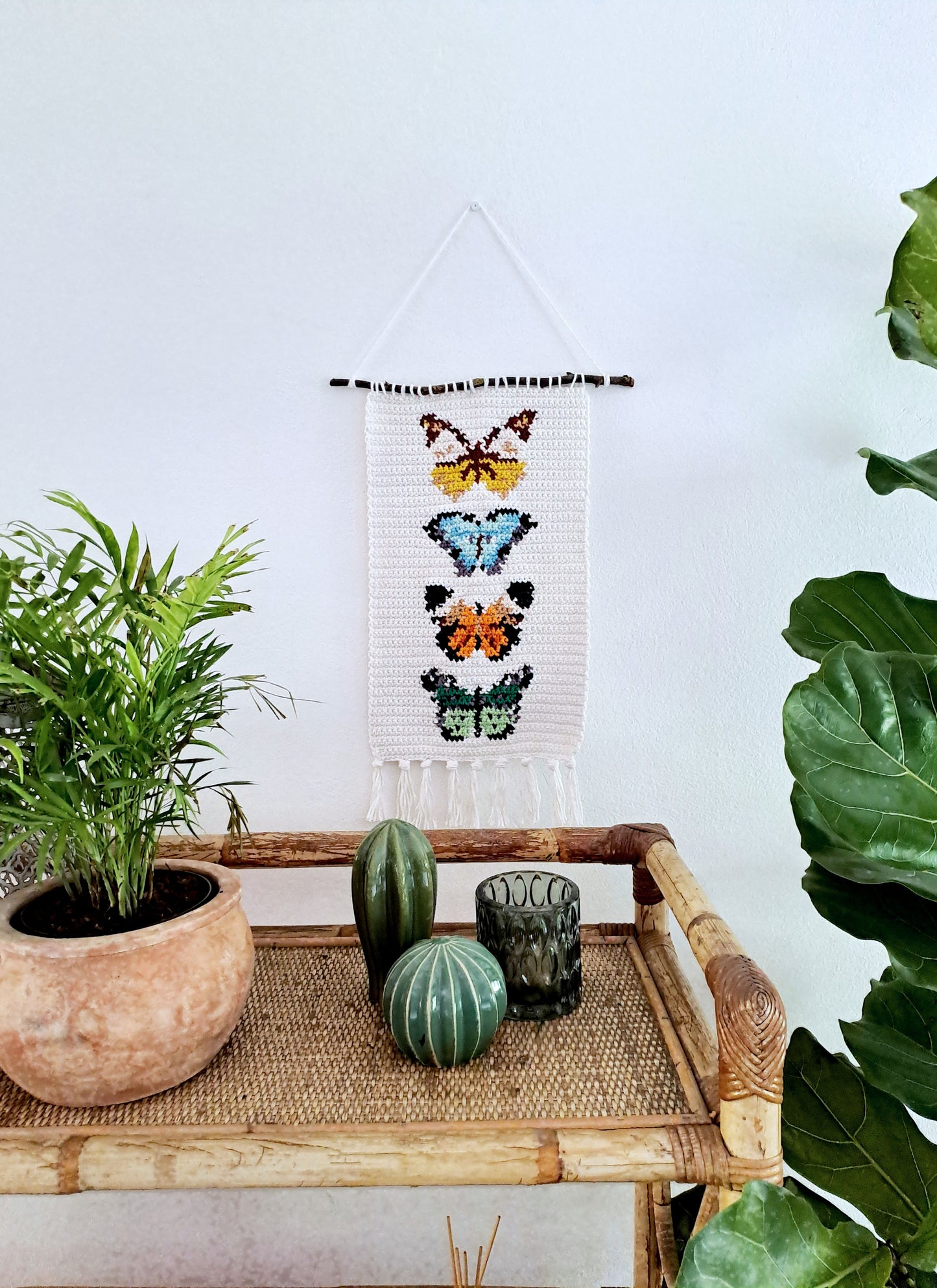 Vintage Butterflies Tapestry Wall Hanging Crochet Kit - Complete Crochet DIY Set with supplies
