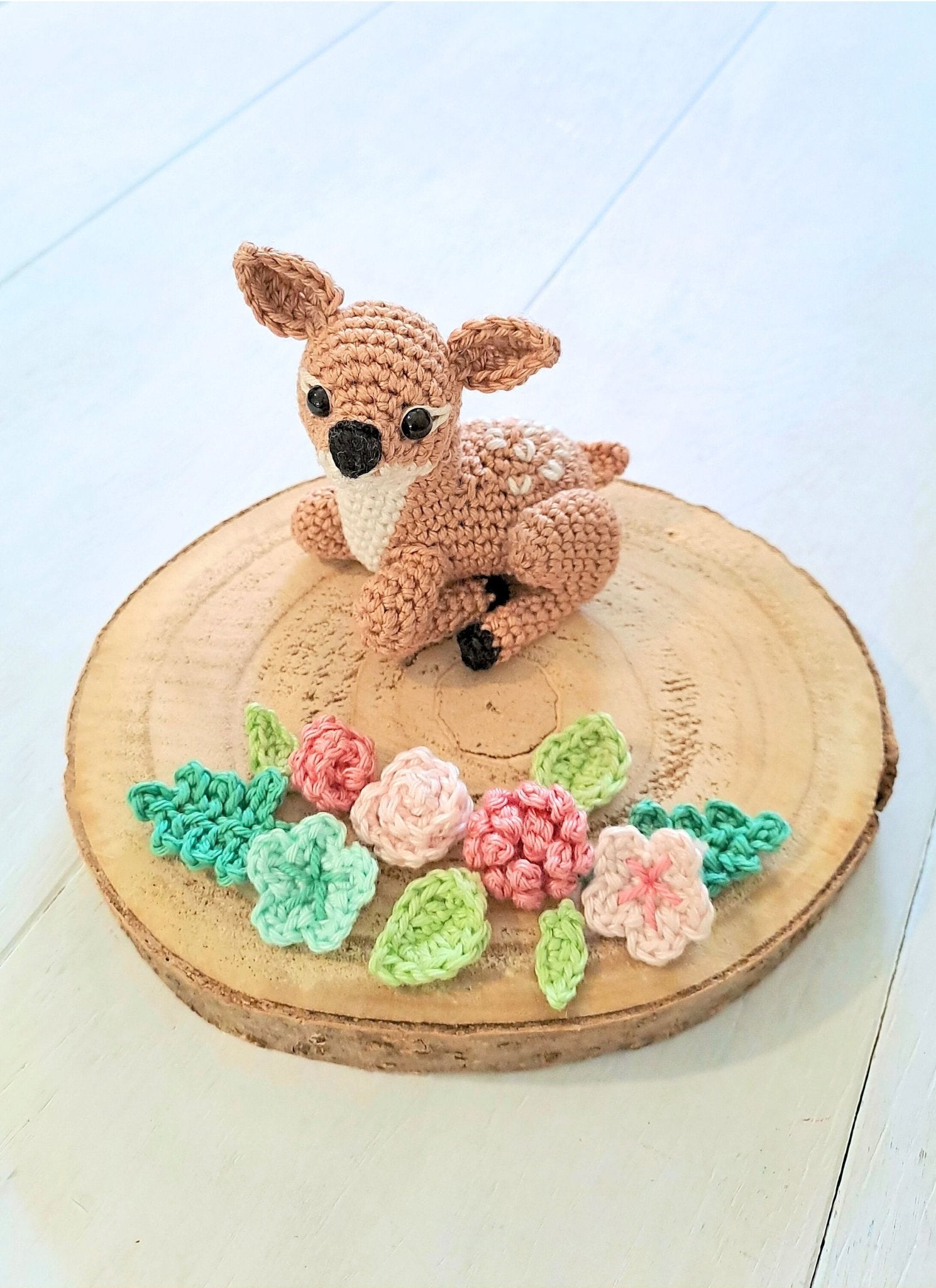 Adorable Crochet Fawn Plush: Woodland Nursery Decor, Baby Shower Gift, Handmade Forest Animal Toy - Crochet on a tree