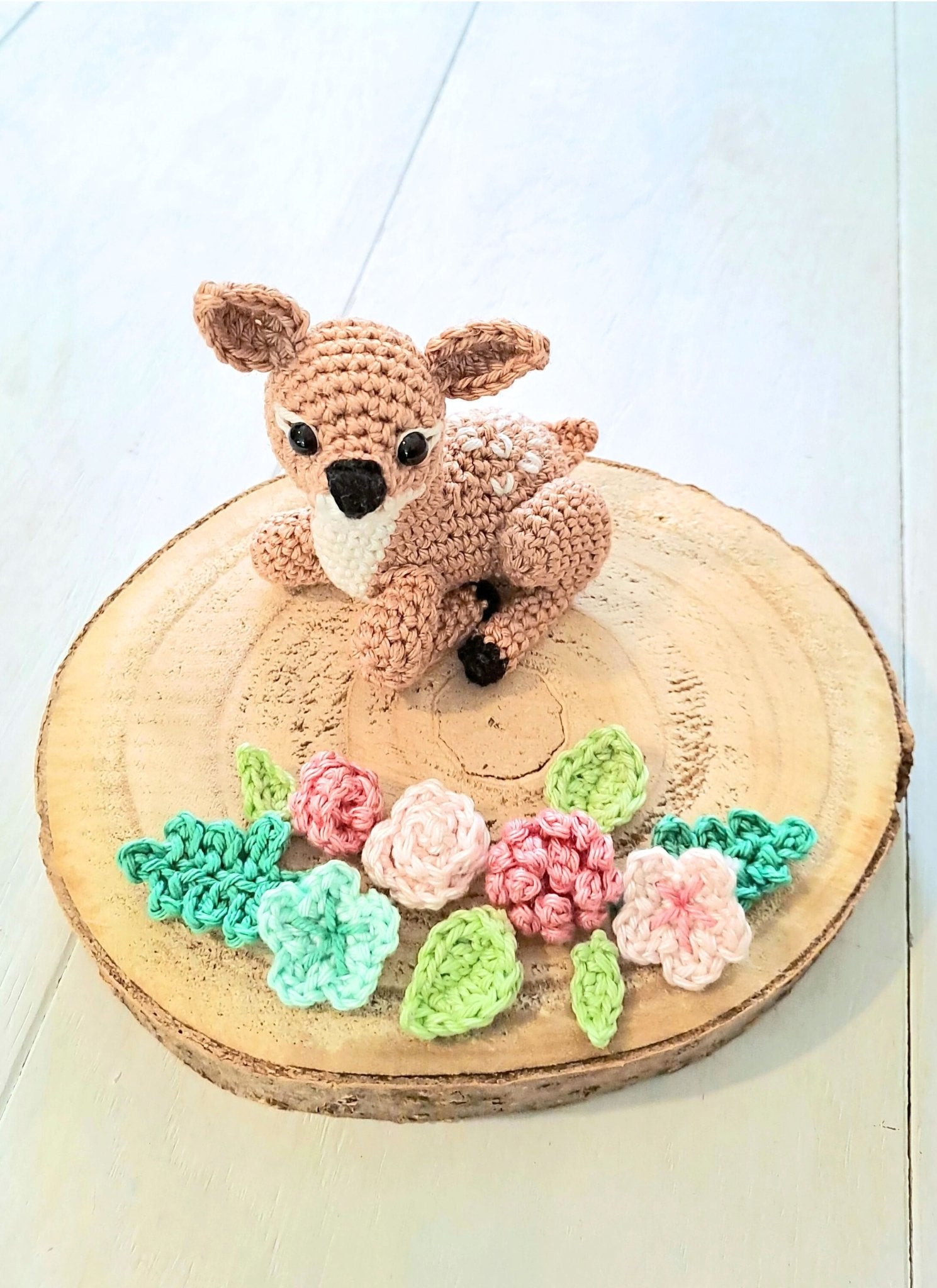 Adorable Crochet Fawn Plush: Woodland Nursery Decor, Baby Shower Gift, Handmade Forest Animal Toy - Crochet on a tree