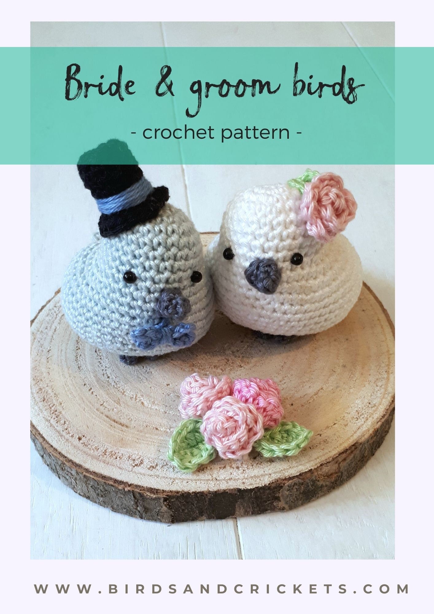 Bride and groom birds crochet pattern - Crochet on a tree