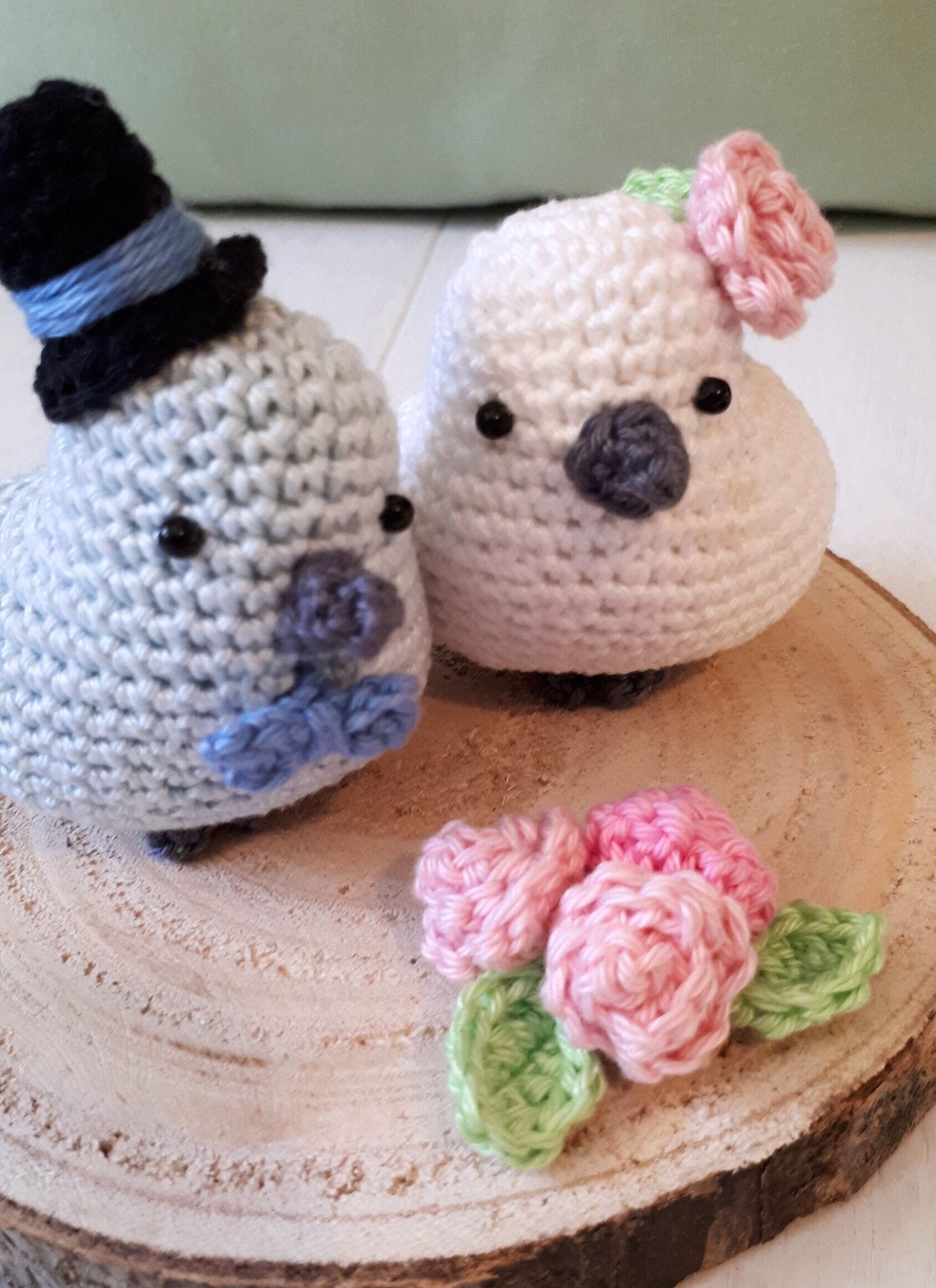 Bride and groom birds crochet pattern - Crochet on a tree