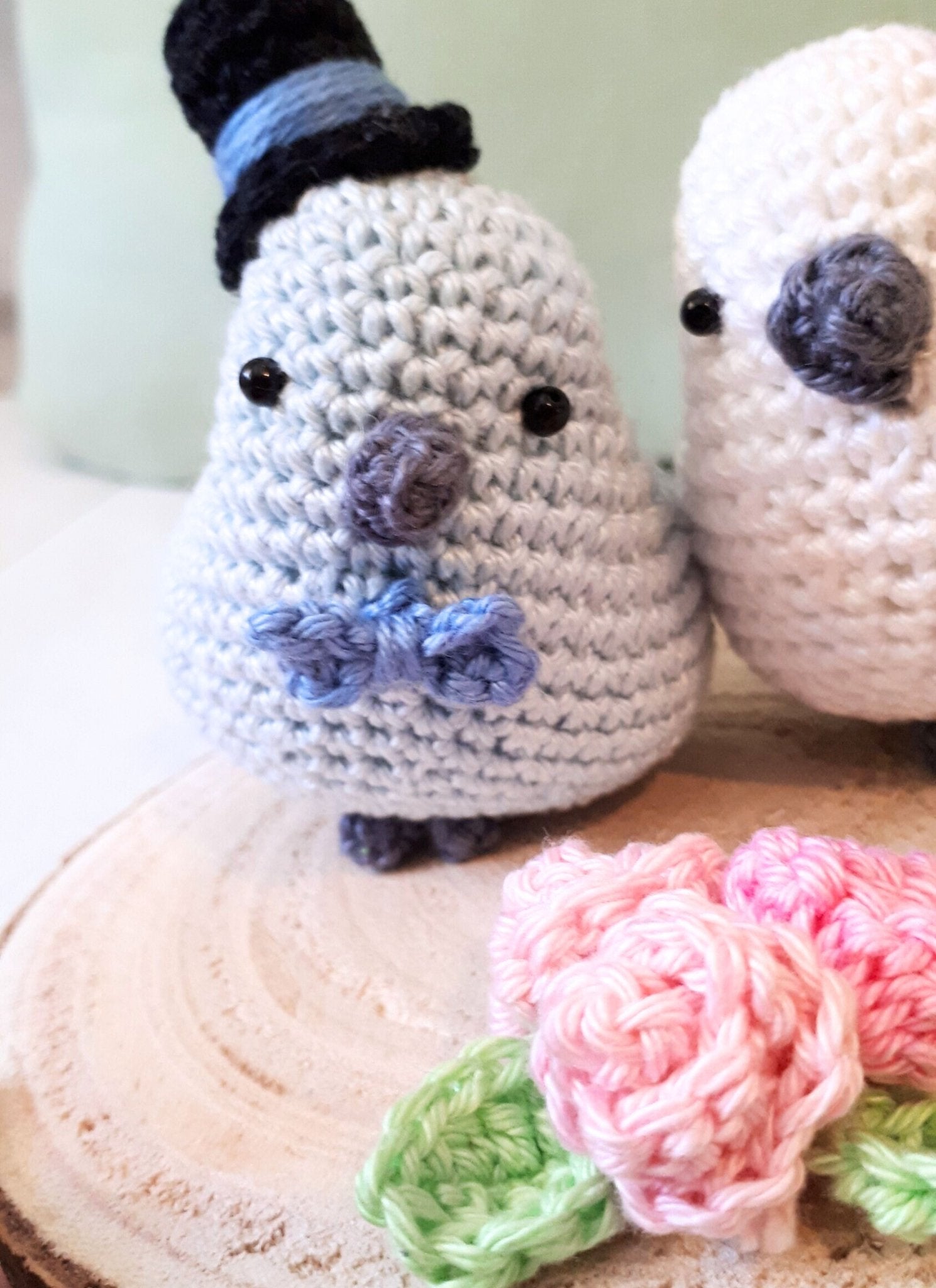 Bride and Groom Birds Wedding Cake Topper Crochet Kit - DIY Wedding Decor - Amigurumi Crochet Set - Crochet on a tree