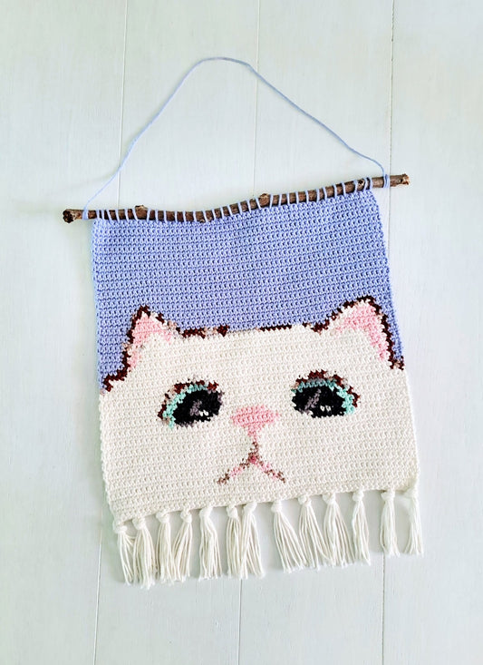 Cat Wall Hanging Crochet Pattern - Crochet on a tree