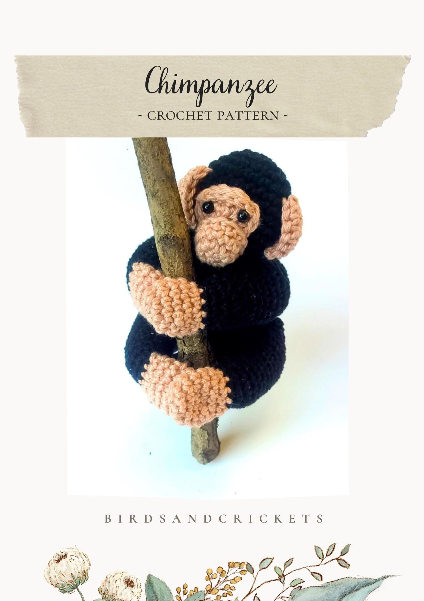 Chimpanzee Crochet Pattern – Jungle Animal Amigurumi | PDF Digital Download - Crochet on a tree