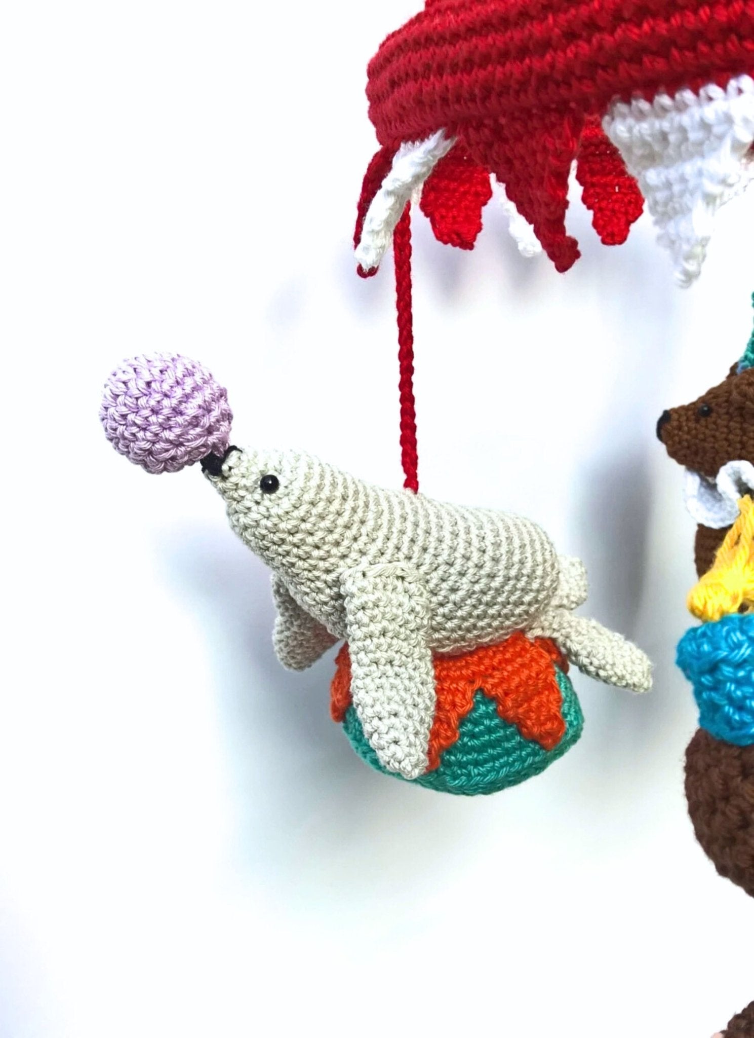 Circus baby mobile nursery decor - Crochet on a tree