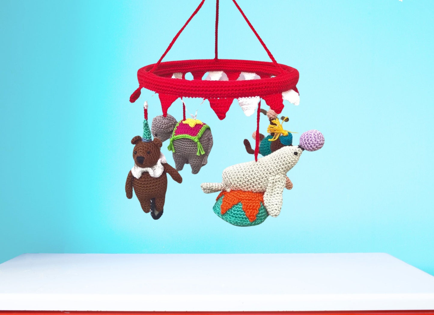 Circus baby mobile nursery decor - Crochet on a tree