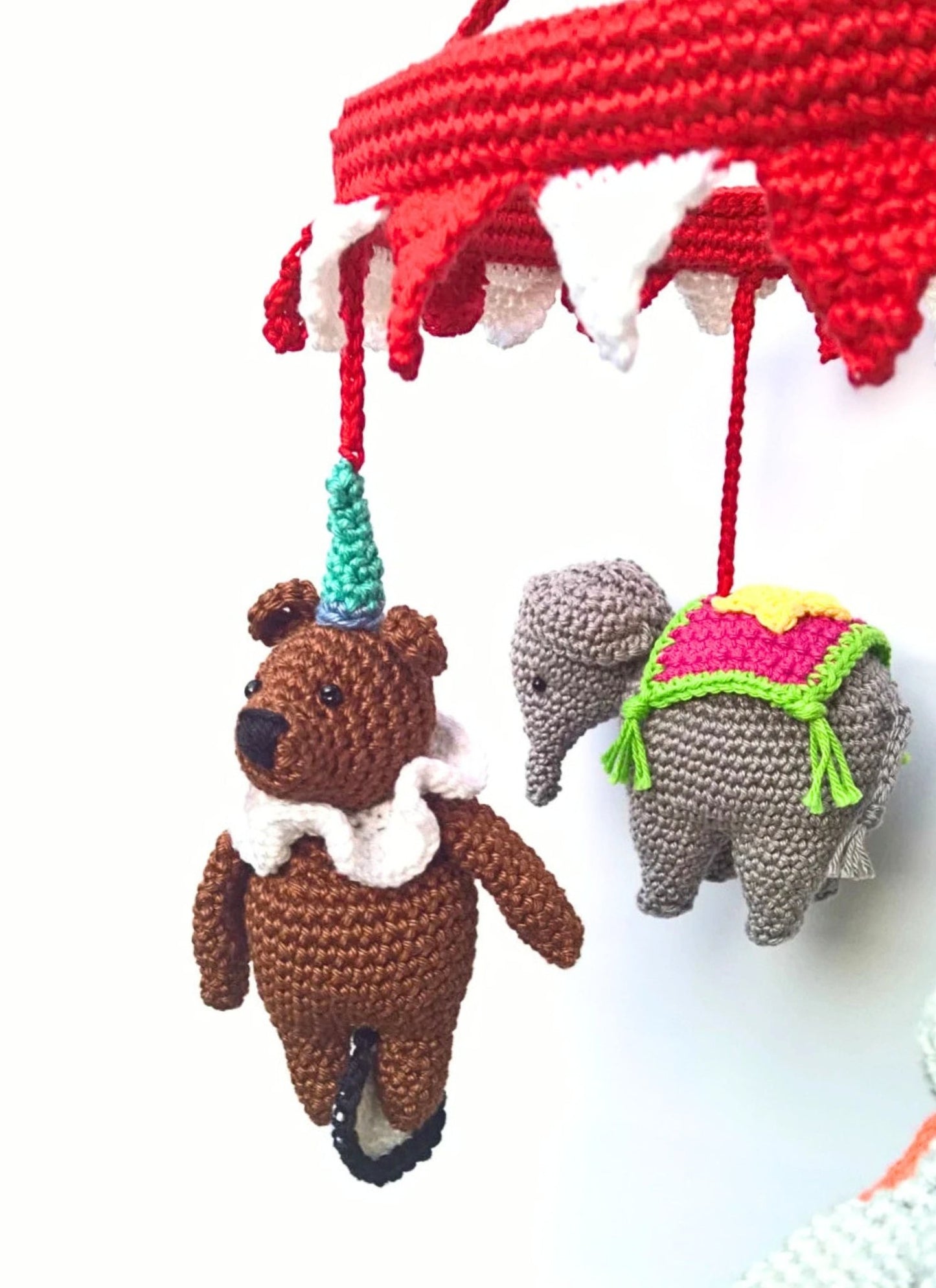 Circus baby mobile nursery decor - Crochet on a tree