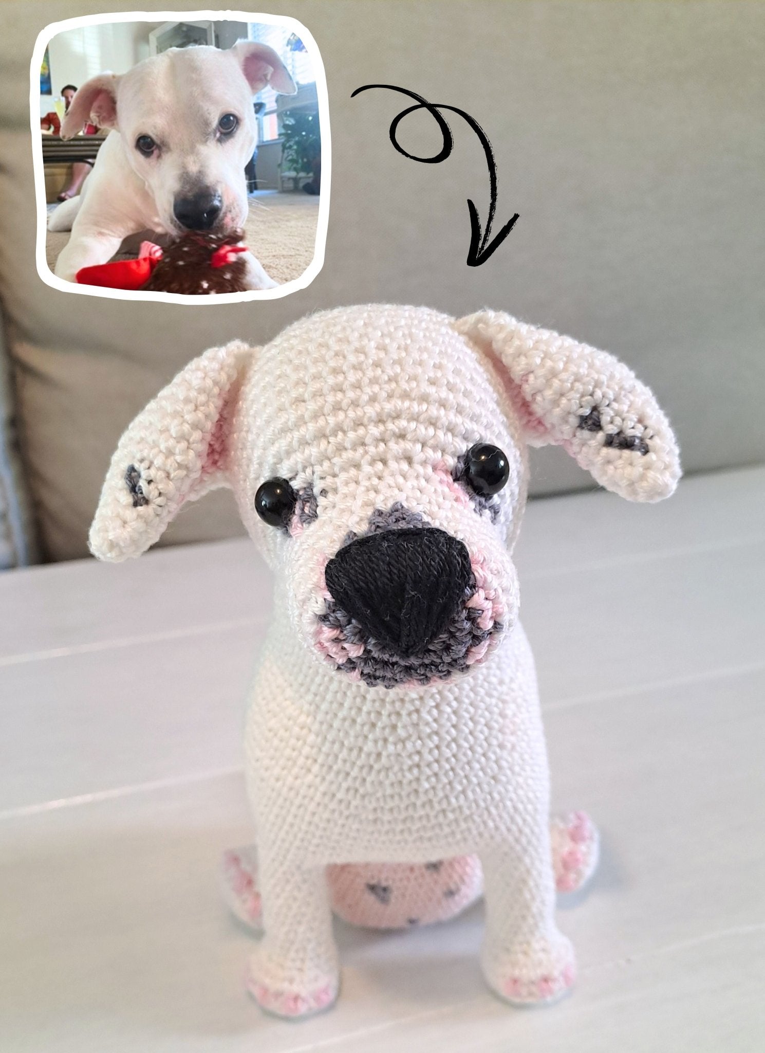 Custom pet plush, handmade personalized pet replica - Crochet on a tree