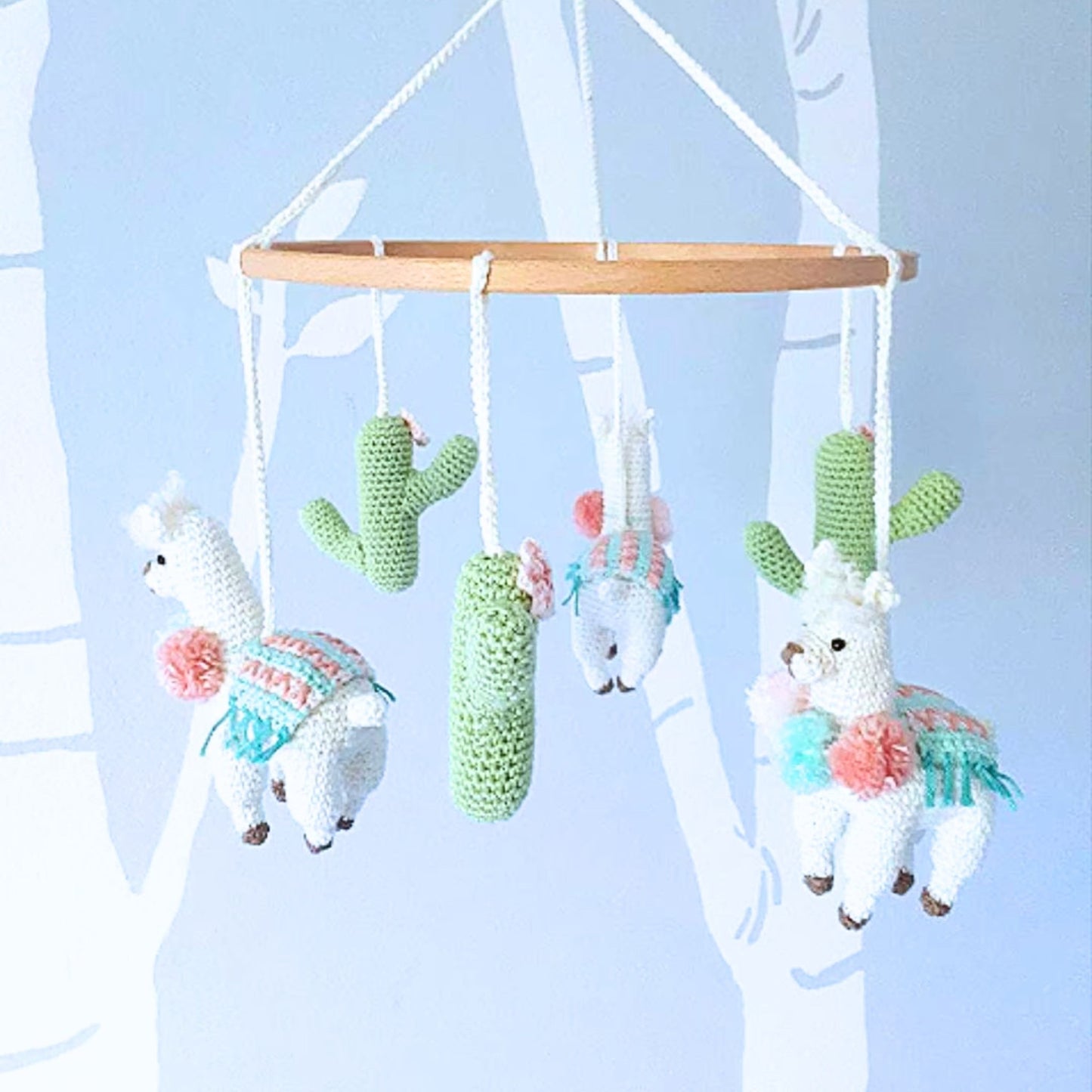 Llama baby mobile crochet pattern - Crochet on a tree