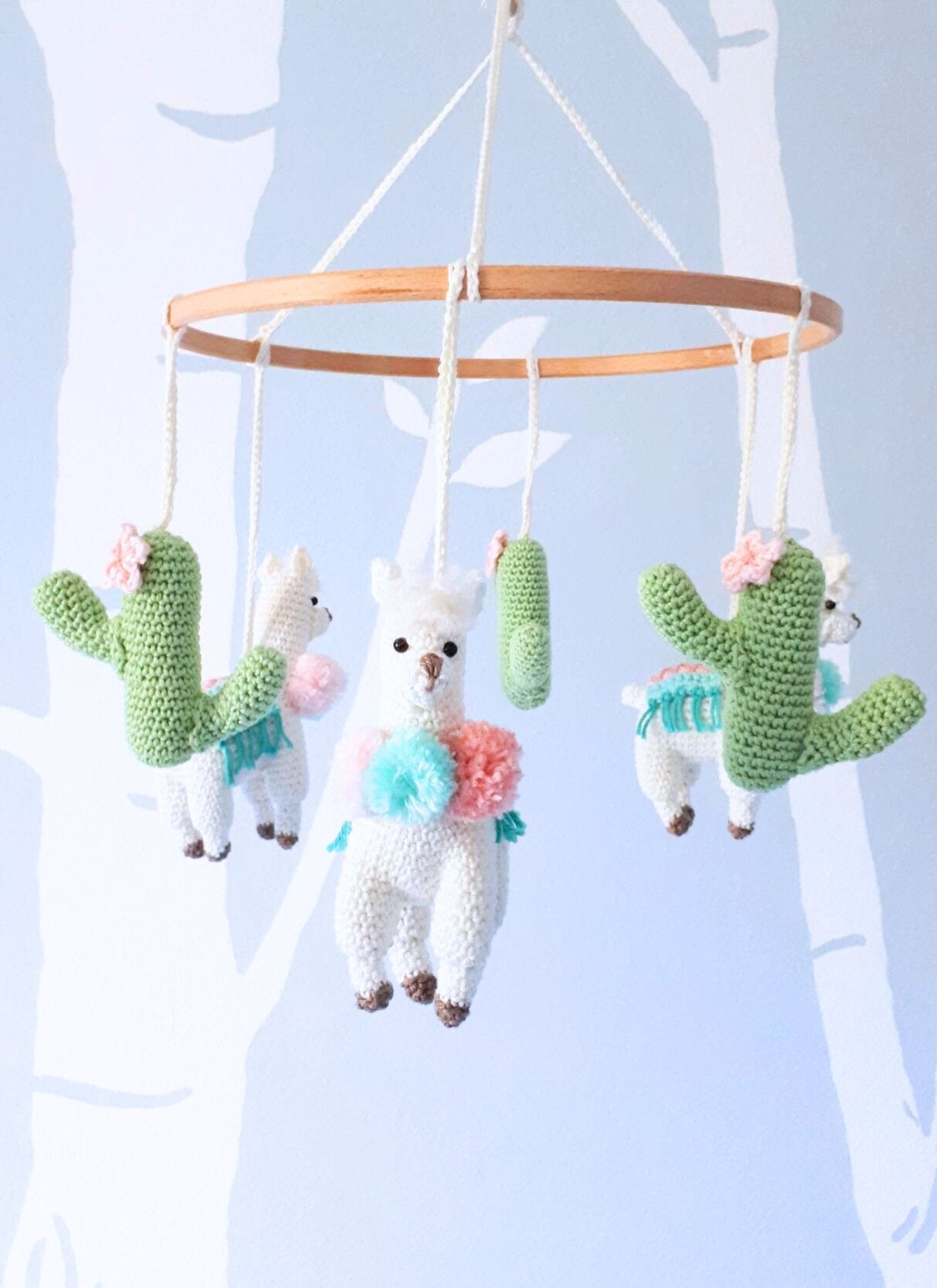 Llama baby mobile crochet pattern - Crochet on a tree
