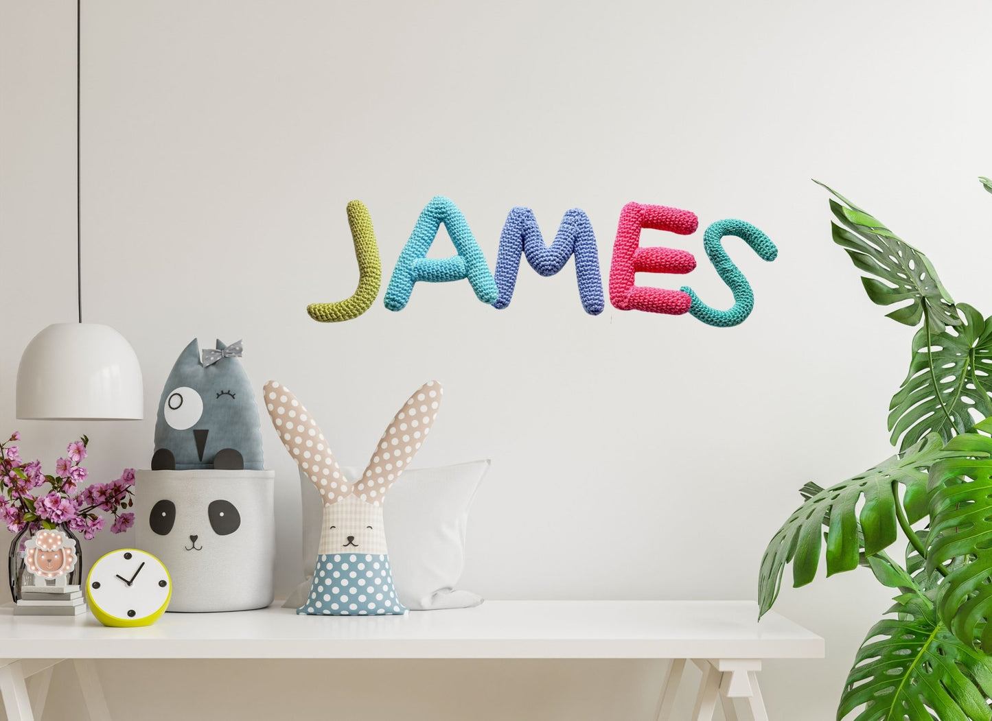 Nursery name sign, baby name nursery banner - Crochet on a tree
