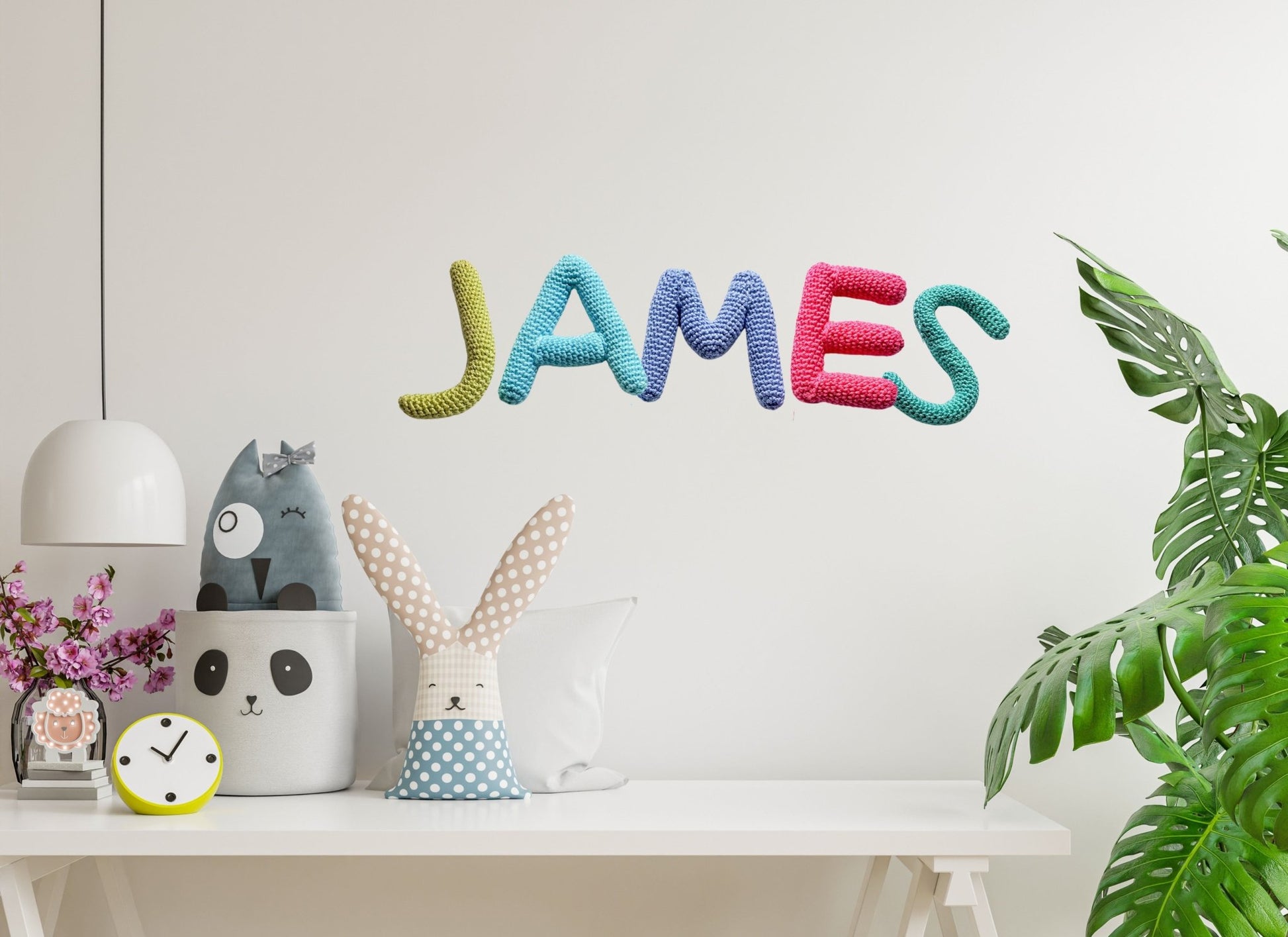 Nursery name sign, baby name nursery banner - Crochet on a tree