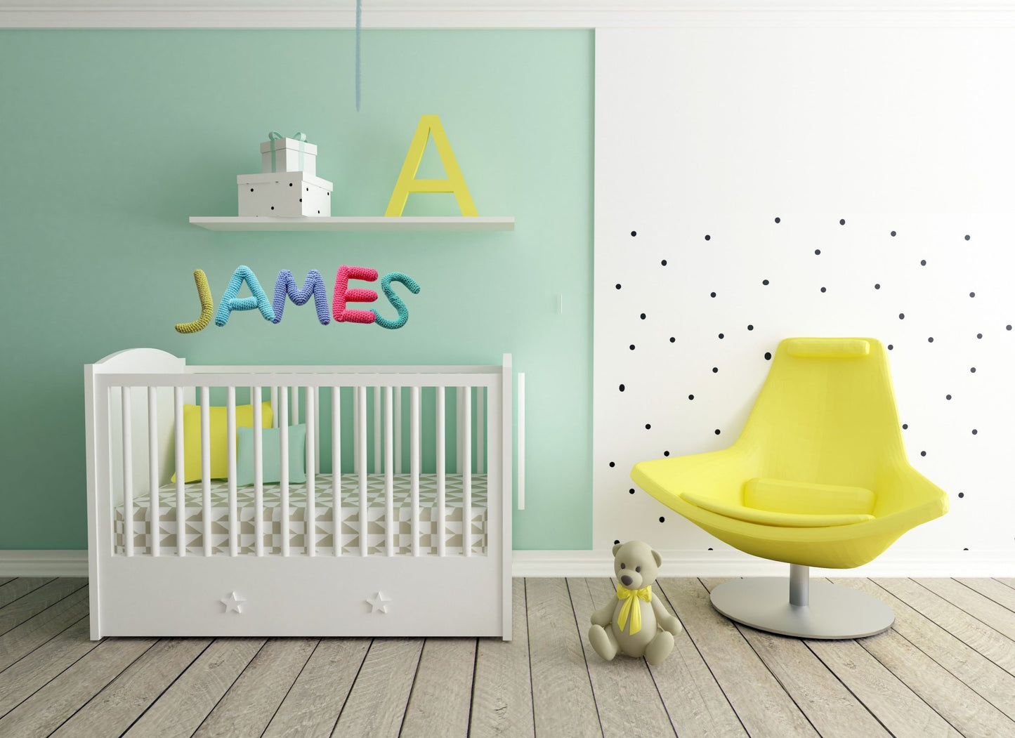 Nursery name sign, baby name nursery banner - Crochet on a tree