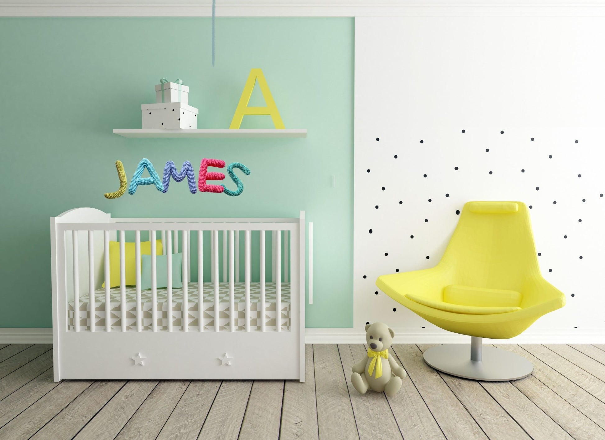 Nursery name sign, baby name nursery banner - Crochet on a tree