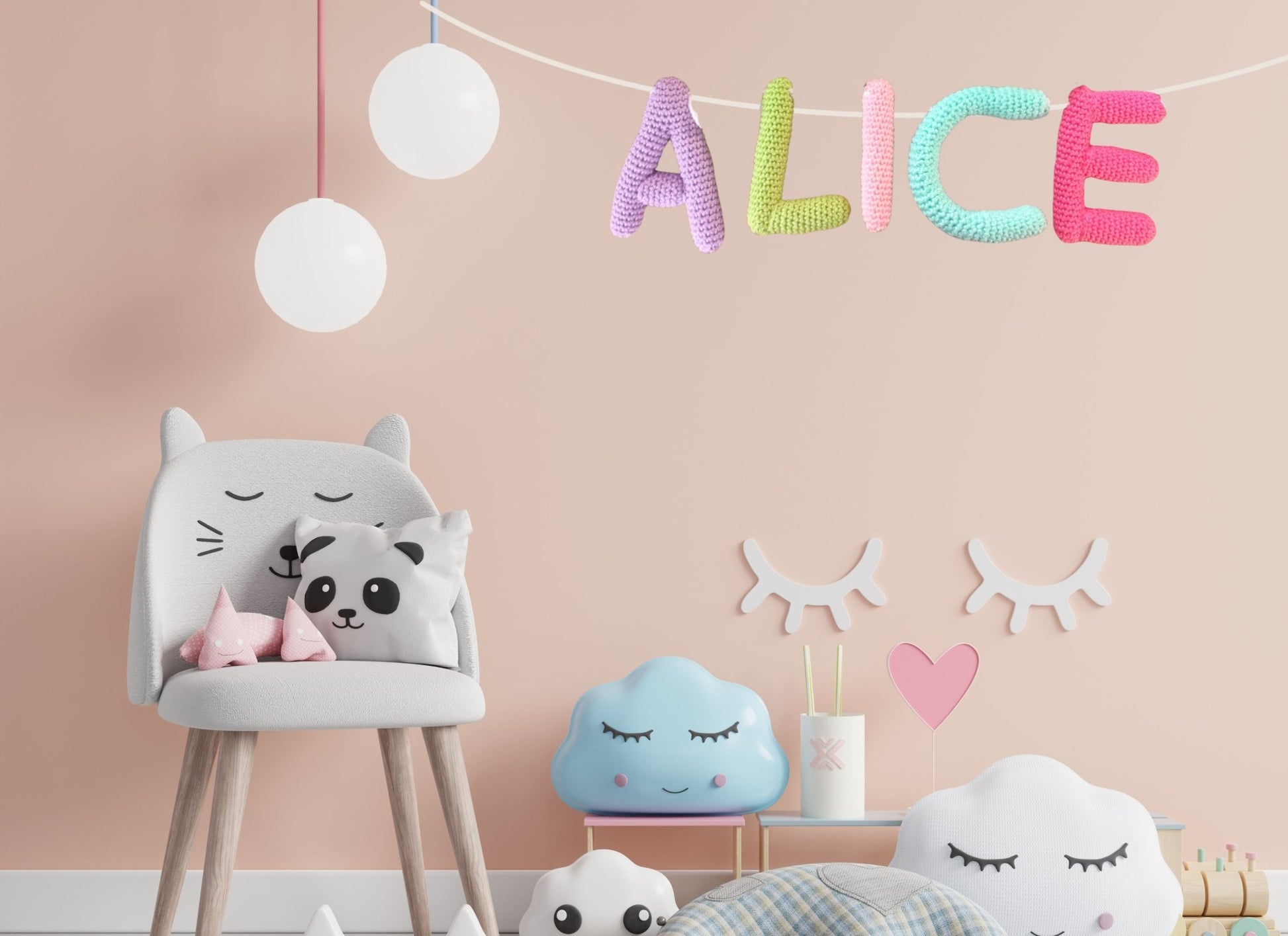Nursery name sign, baby name nursery banner - Crochet on a tree