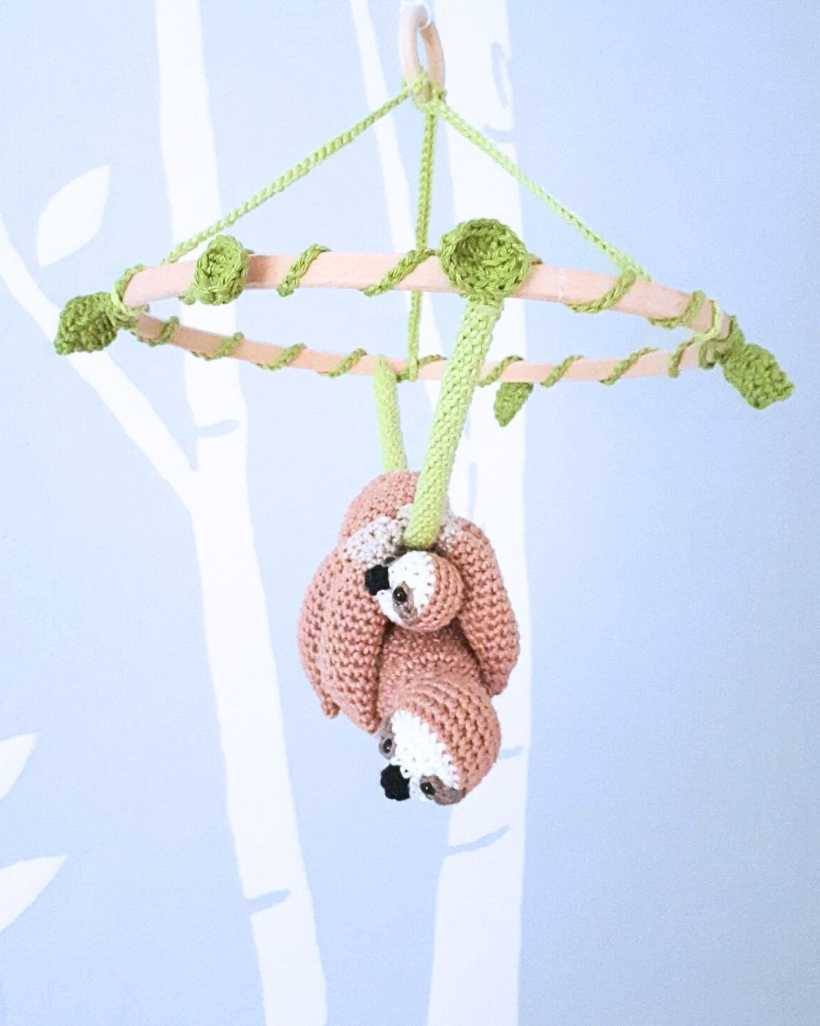 Sloth baby mobile crochet pattern - Crochet on a tree