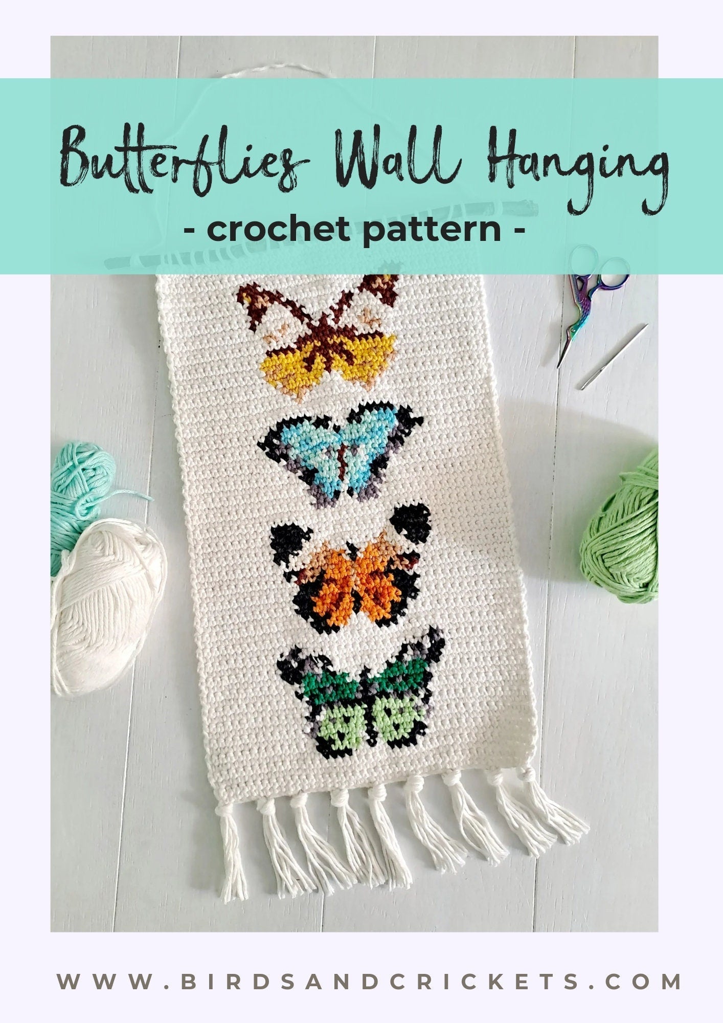 Vintage Butterflies Wall Hanging Crochet Pattern - Crochet on a tree