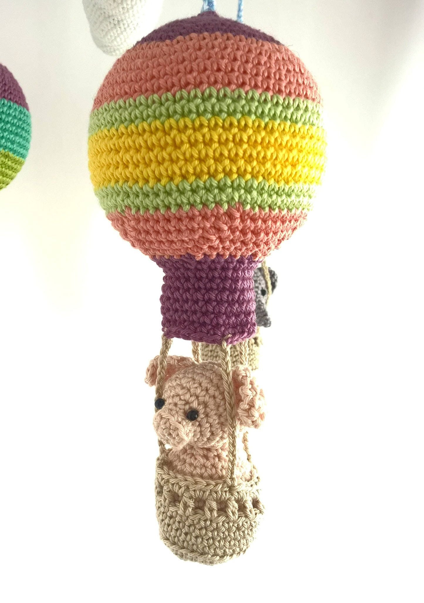 Colorful striped hot air balloon baby mobile