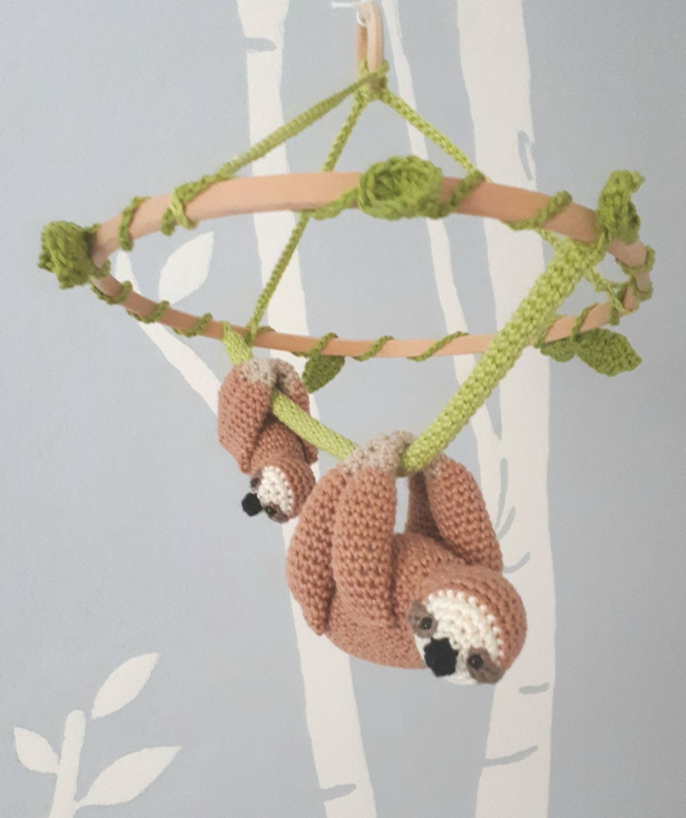 Stuffed sloth baby nursery mobile