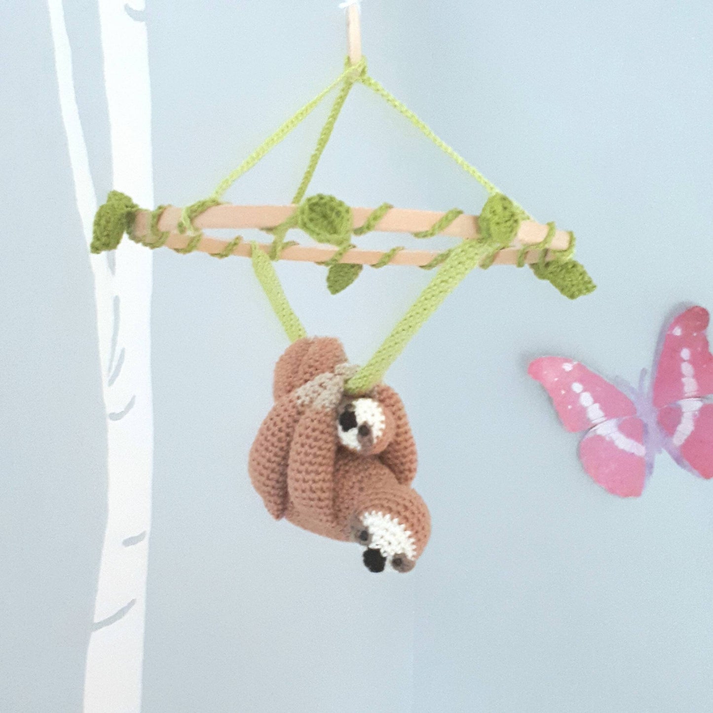 Stuffed sloth baby nursery mobile