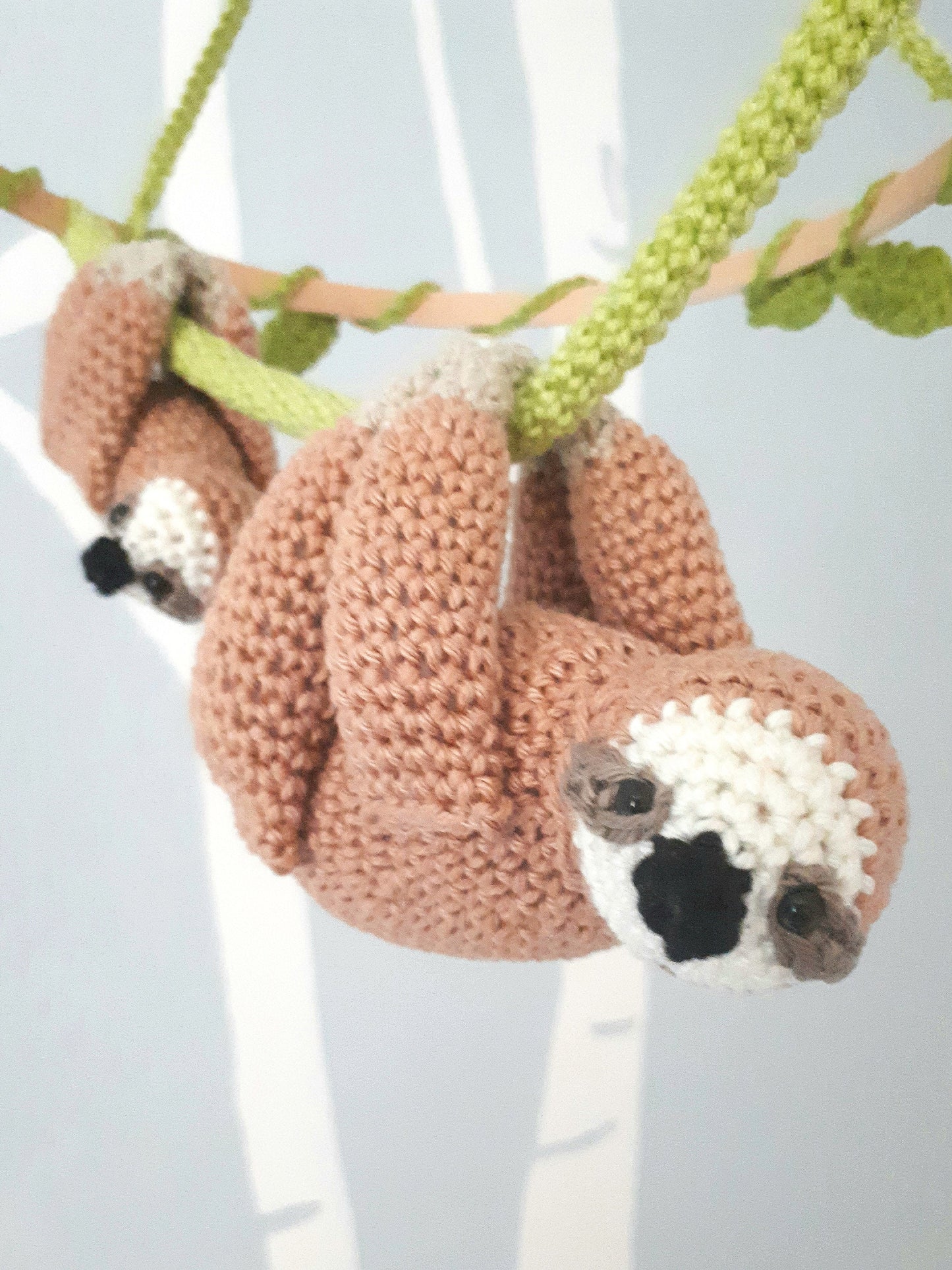 Sloth baby mobile crochet pattern