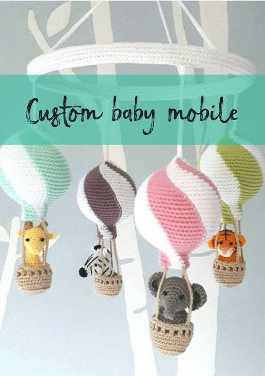 Custom hot air balloon baby mobile, personalized nursery decor