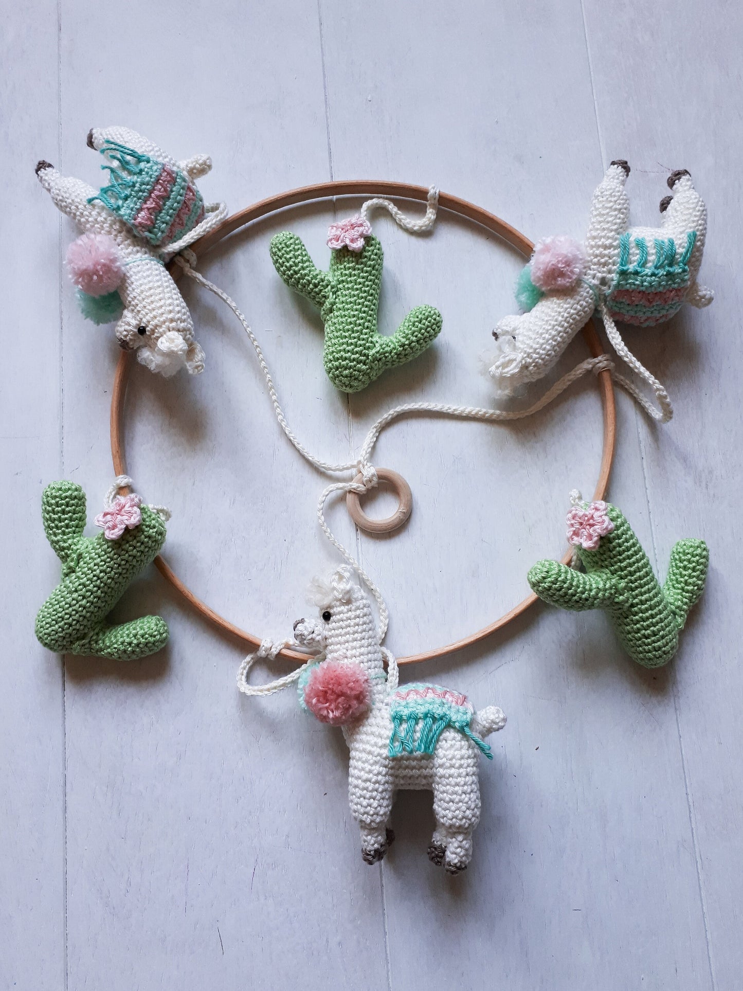 Llama baby mobile crochet pattern
