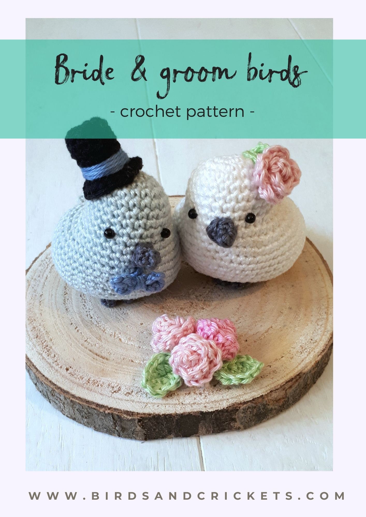 Bride and groom birds crochet pattern