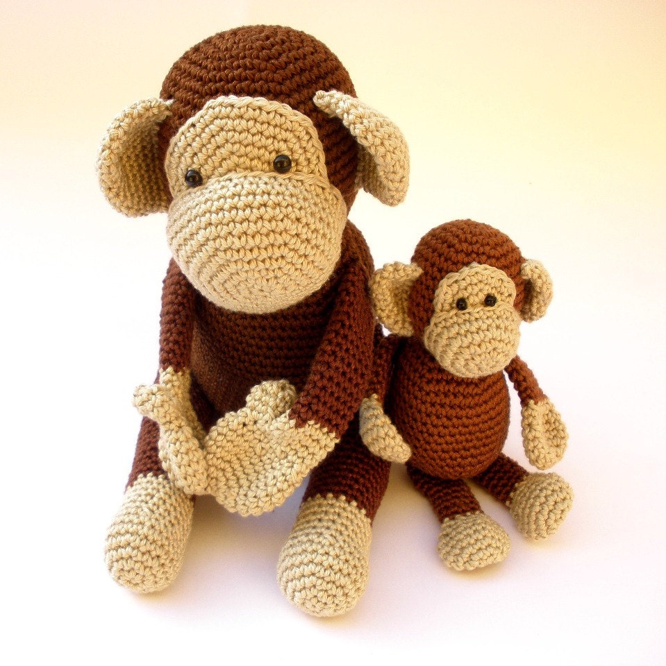 Monkey mom with baby stuffed animal plush toy